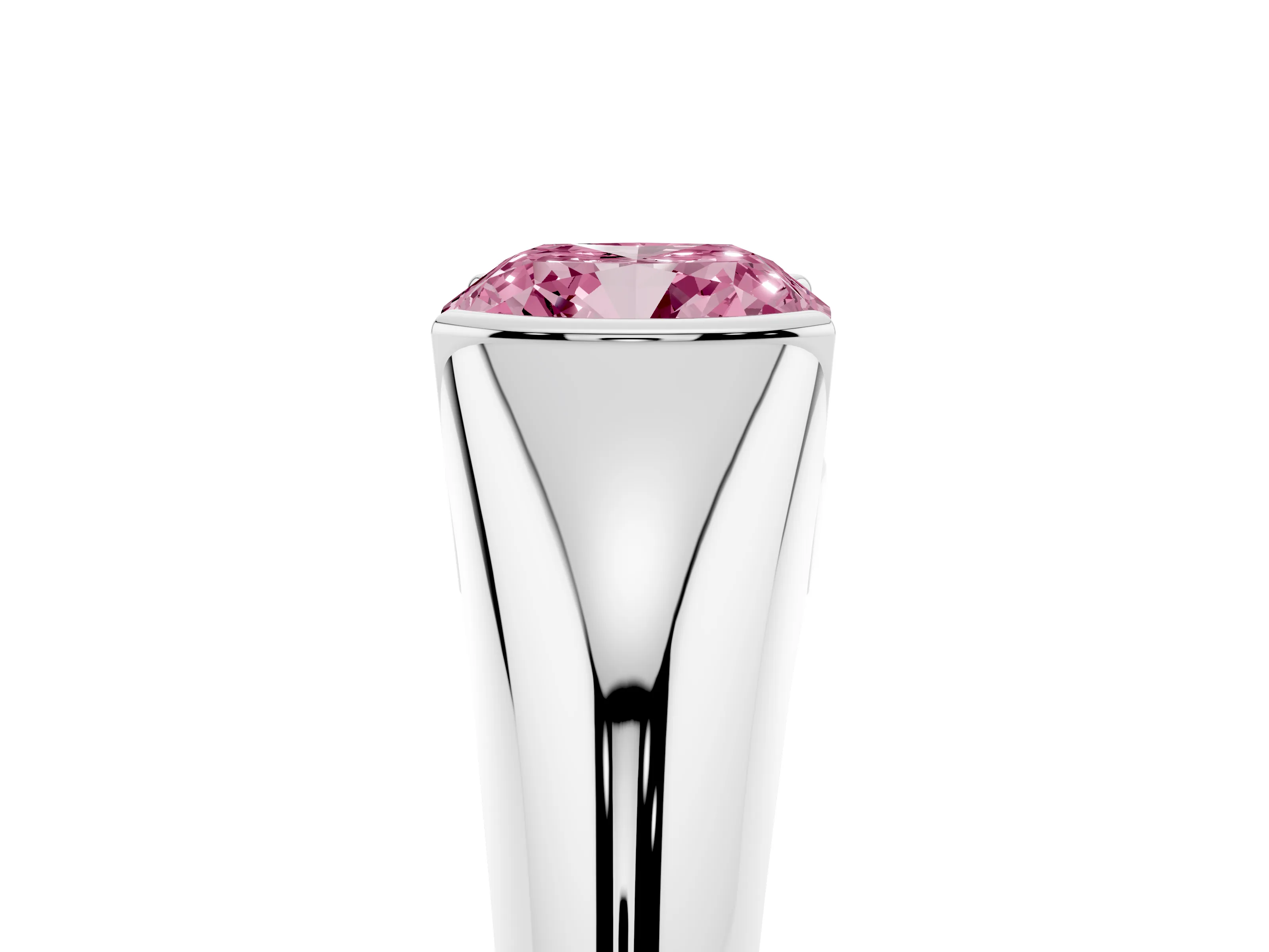 Fancy Pink Cushion Cut Diamond Solitaire Tension Set Ring Set in White gold