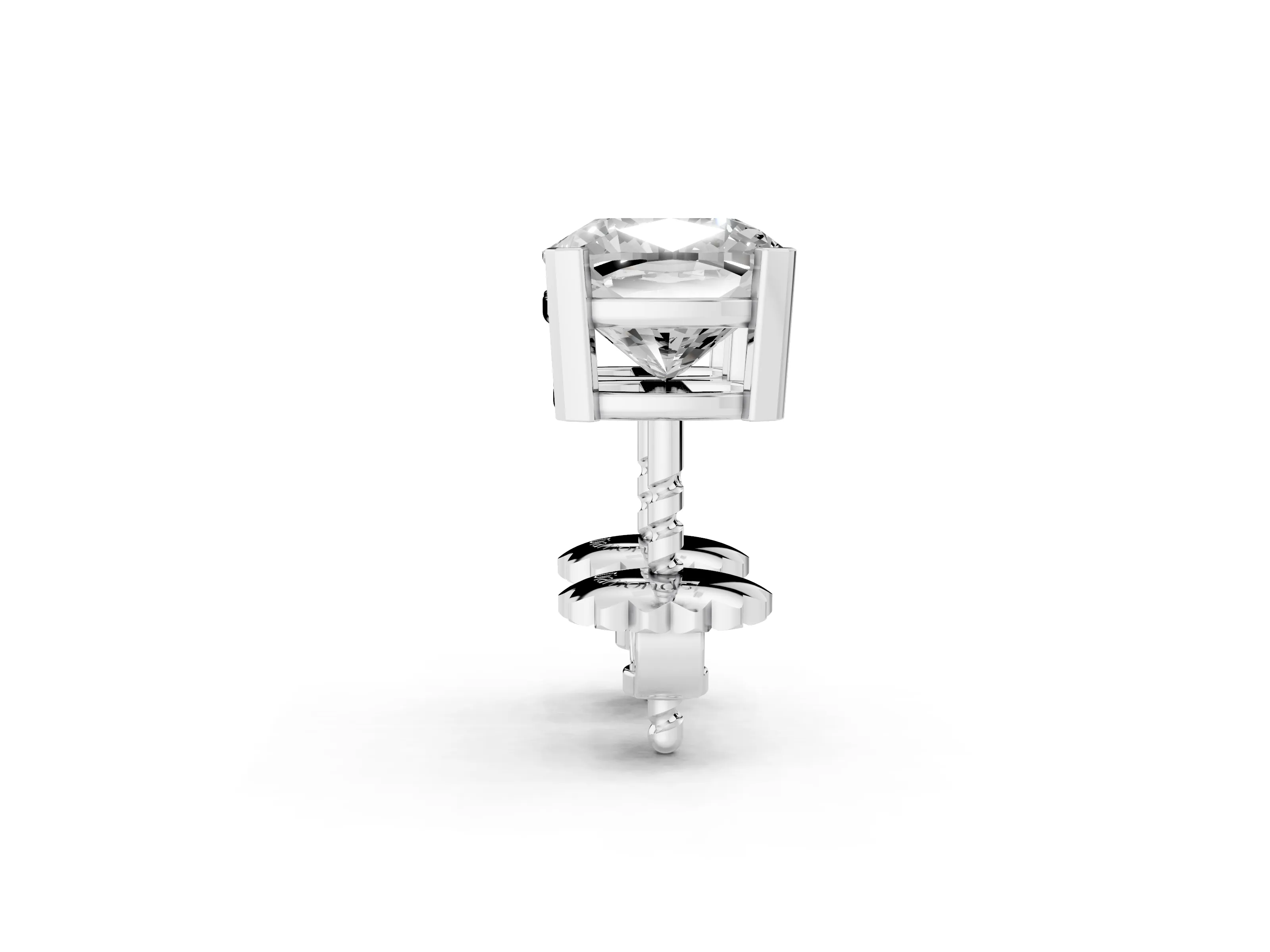 Cushion Cut Diamond Solitaire Stud Earrings Set in Silver with Basket Setting