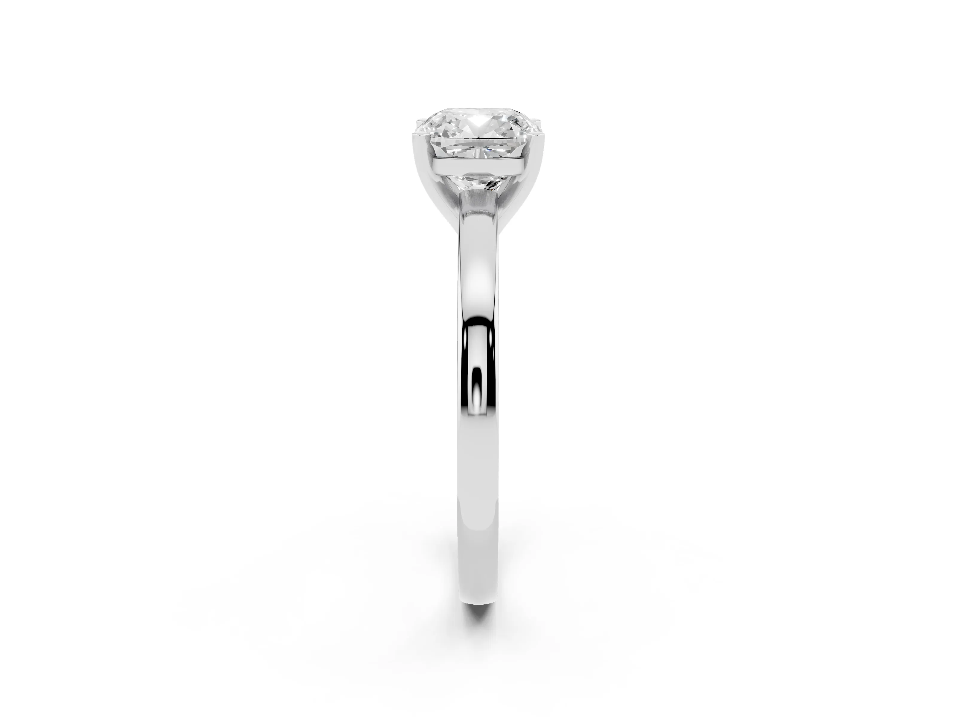 Cushion Cut Diamond Solitaire Engagement Ring Set in Platinum with Prong Setting on a Classic Band