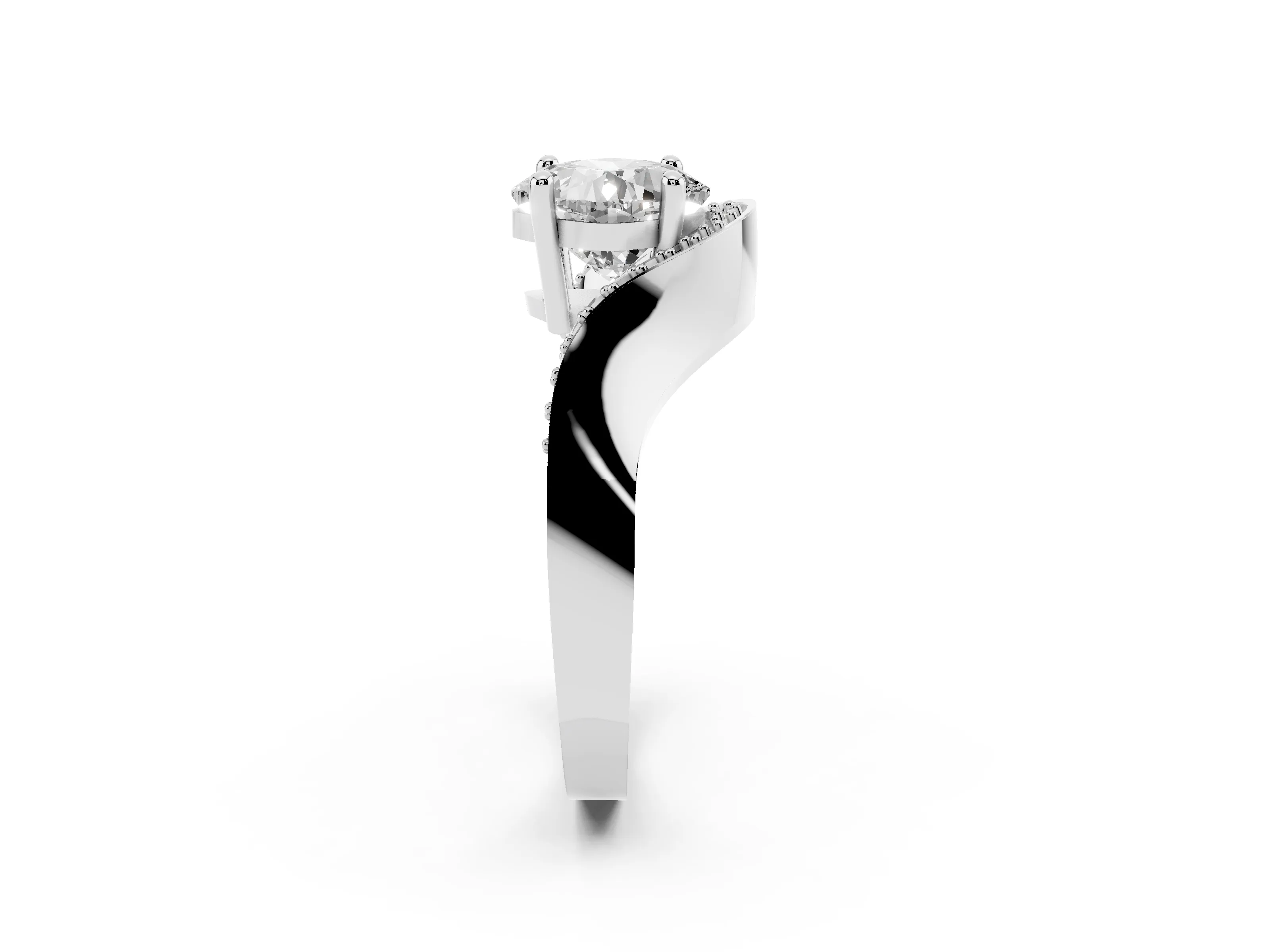 Cushion Cut Diamond Solitaire Engagement Ring Set in Platinum with Pavé Shoulders