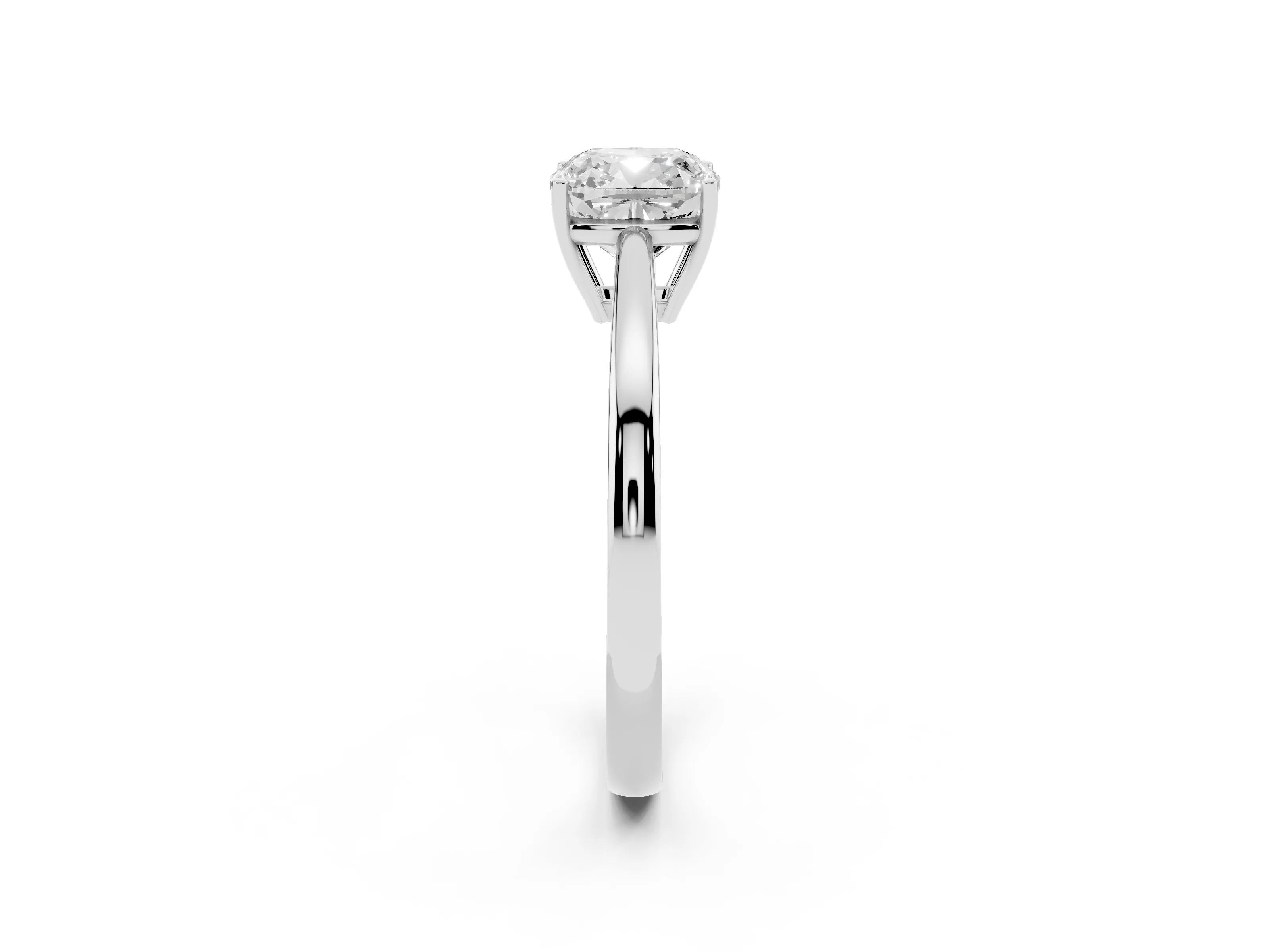 Cushion Cut Diamond Solitaire Ring Set in Platinum with Split Shank and Prong Setting