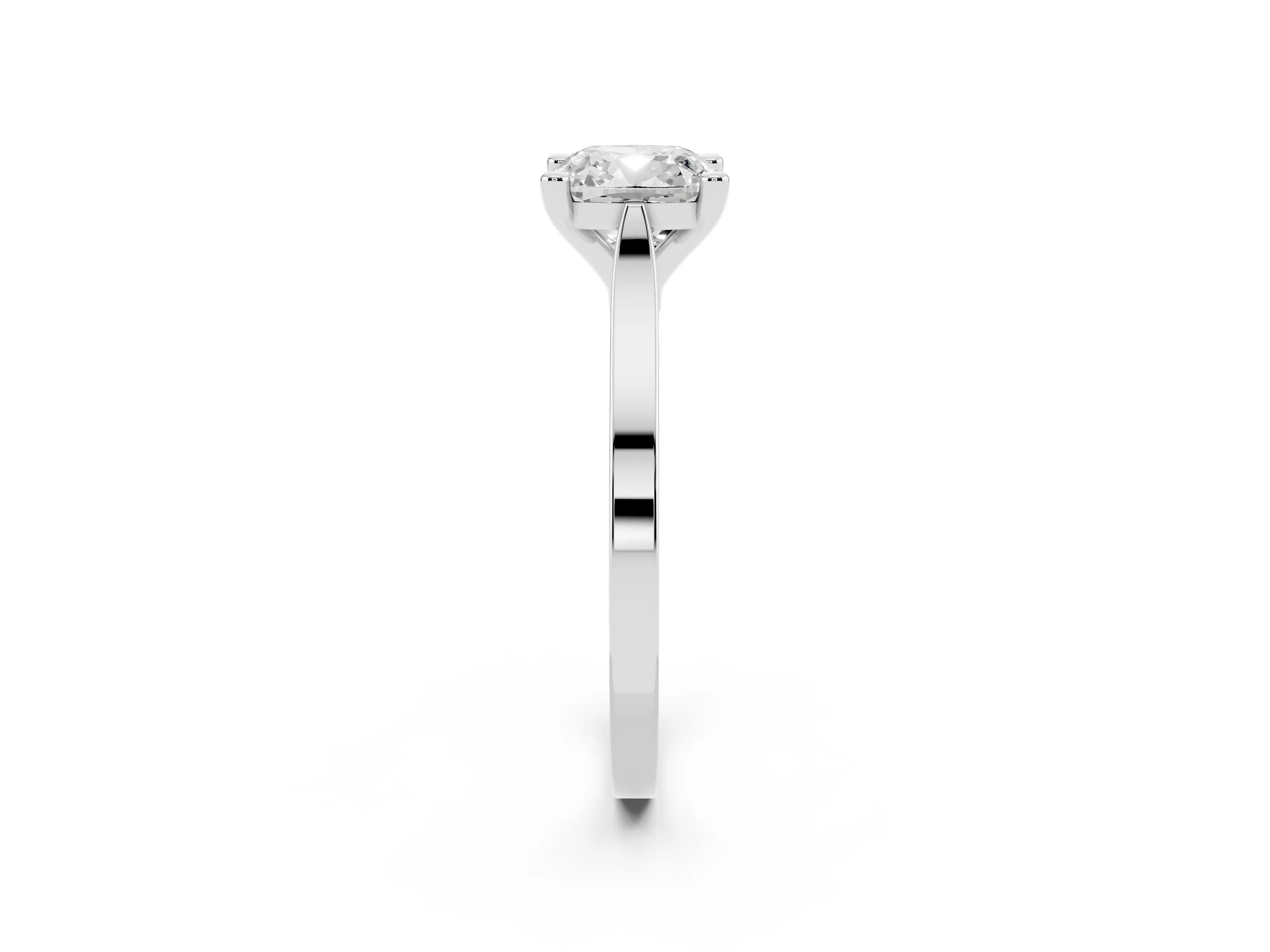 Cushion Cut Diamond Solitaire Ring Set in Silver with Prong Setting and Tapered Band