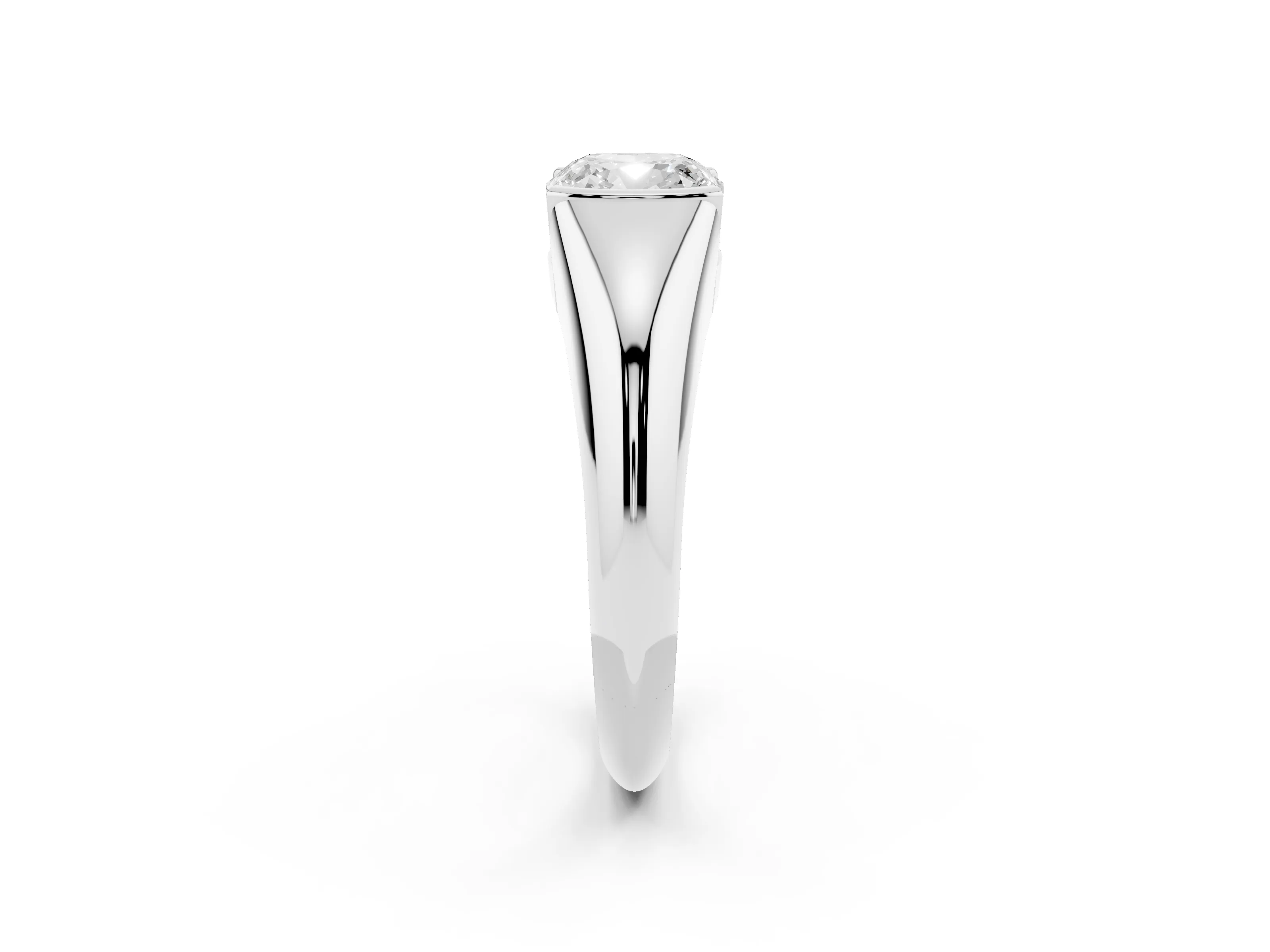Cushion Cut Diamond Solitaire Tension Set Ring Set in White gold