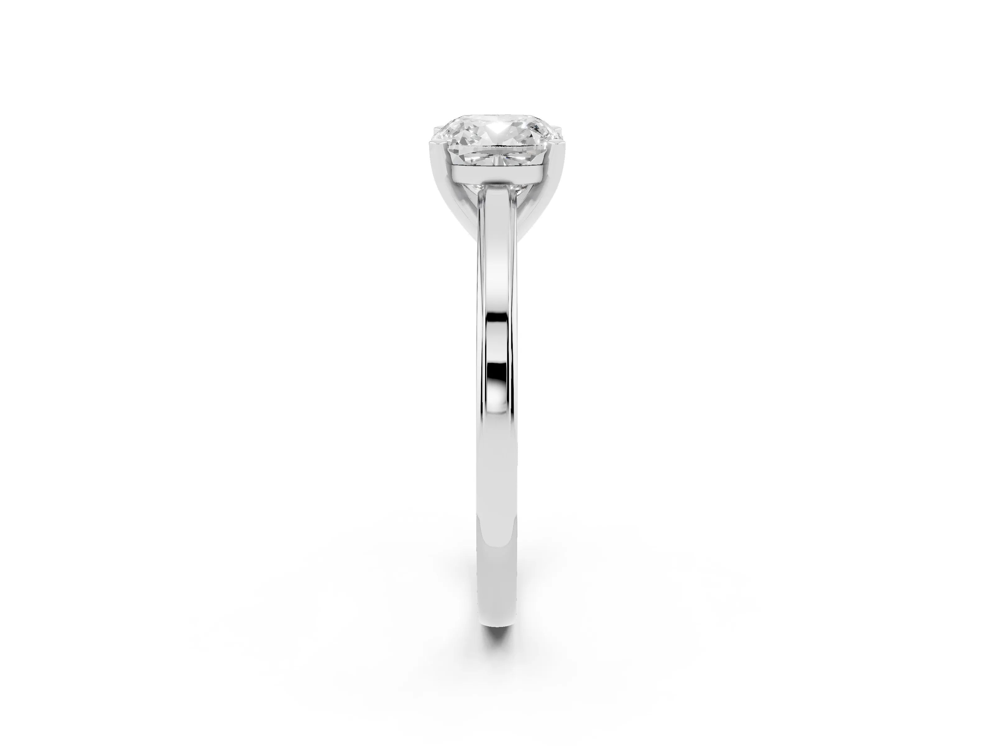 Cushion Cut Diamond Solitaire Ring Set in Silver with Prong Setting and Classic Band