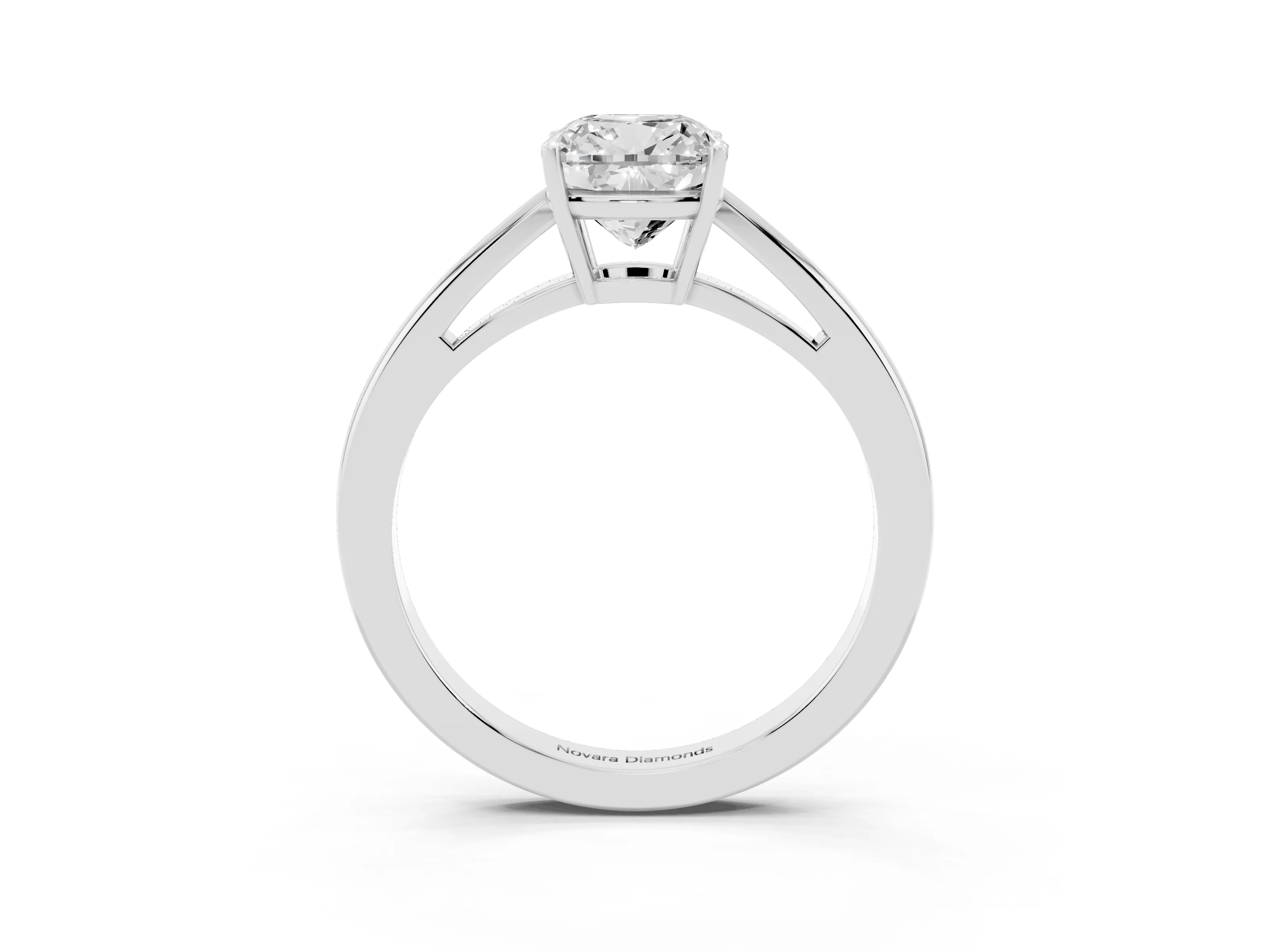 Cushion Cut Diamond Solitaire Ring Set in Platinum with Split Shank and Prong Setting