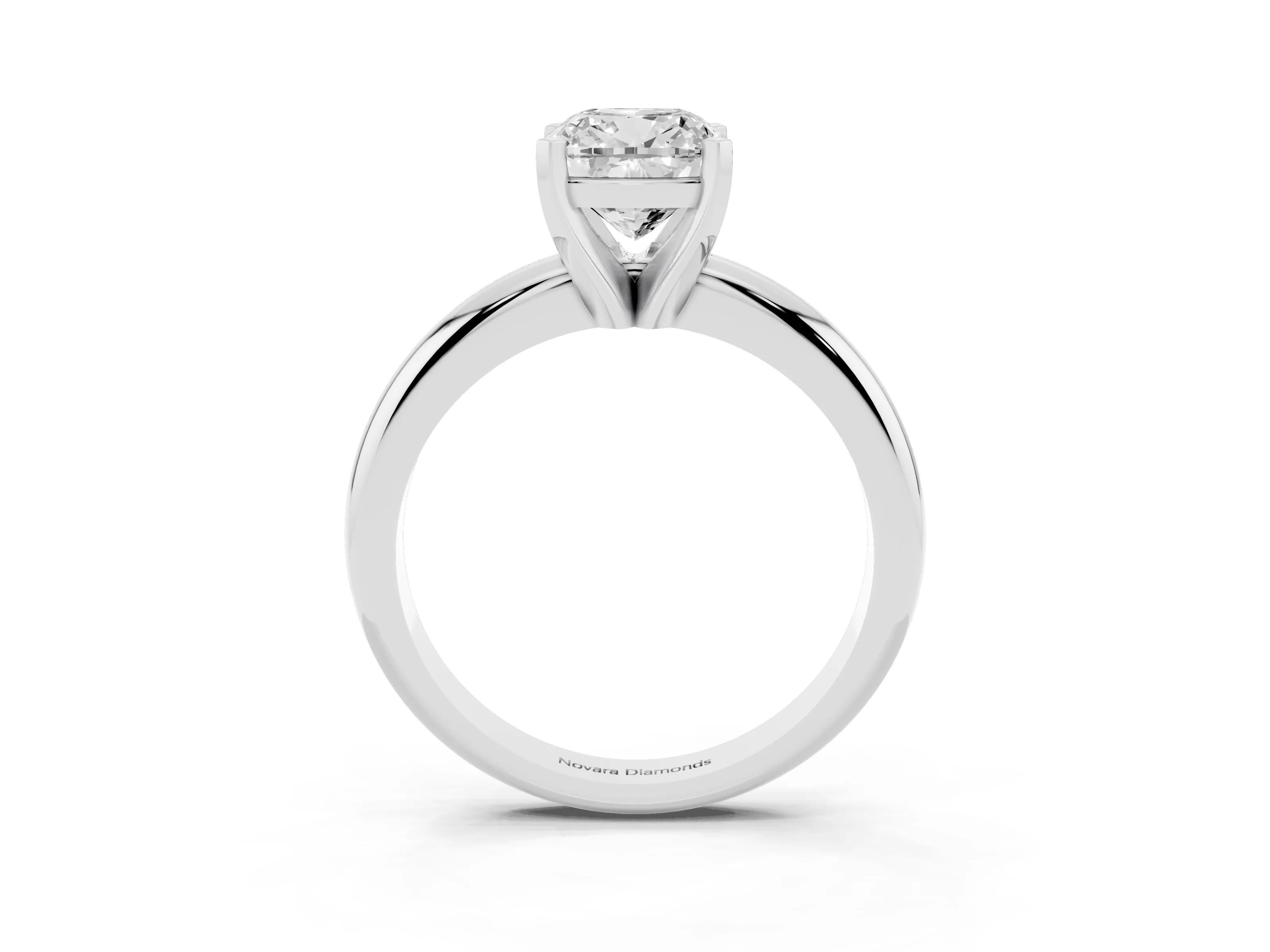 Cushion Cut Diamond Solitaire Engagement Ring Set in White gold with Round Band and Prong Setting