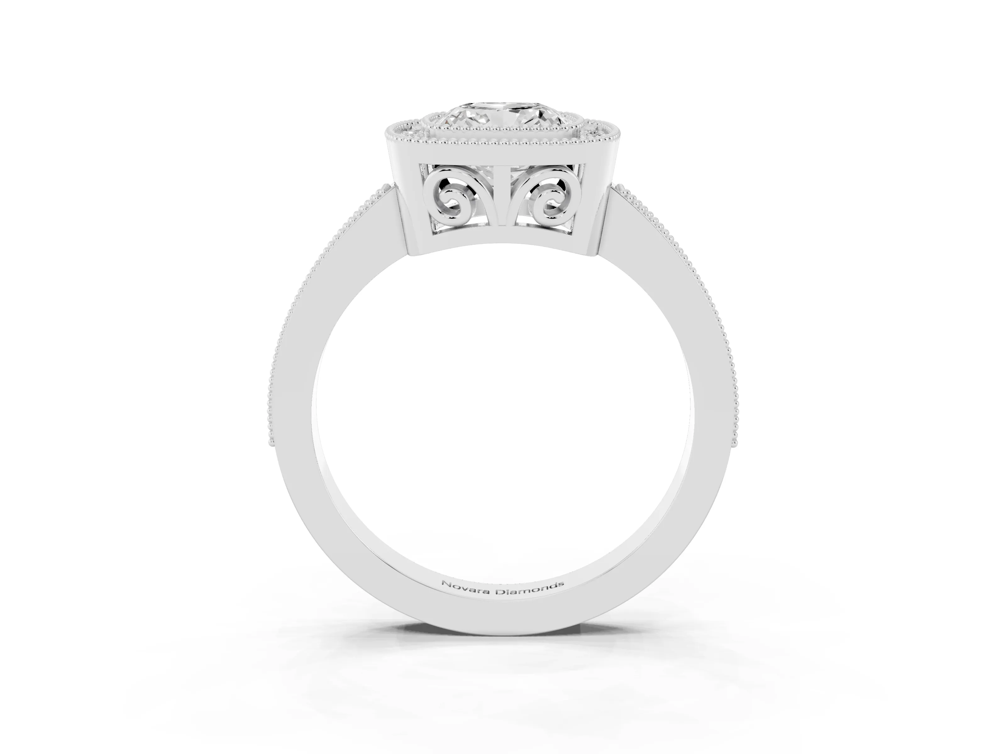 Cushion Cut Diamond Round Halo Ring Set in Silver with Pavé Band