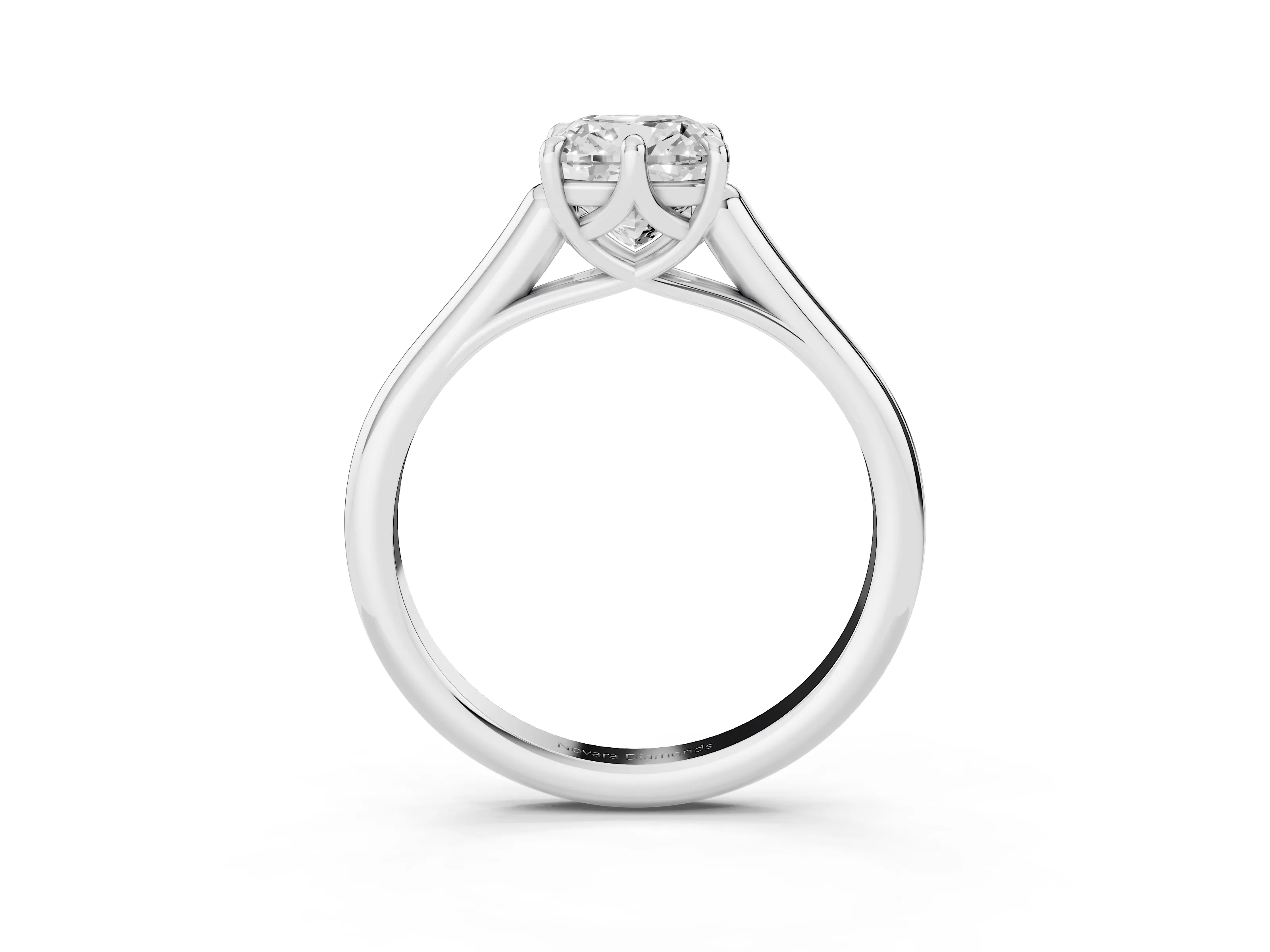 Cushion Cut Diamond Solitaire Engagement Ring Set in White gold with Prong Setting and Plain Classic Band