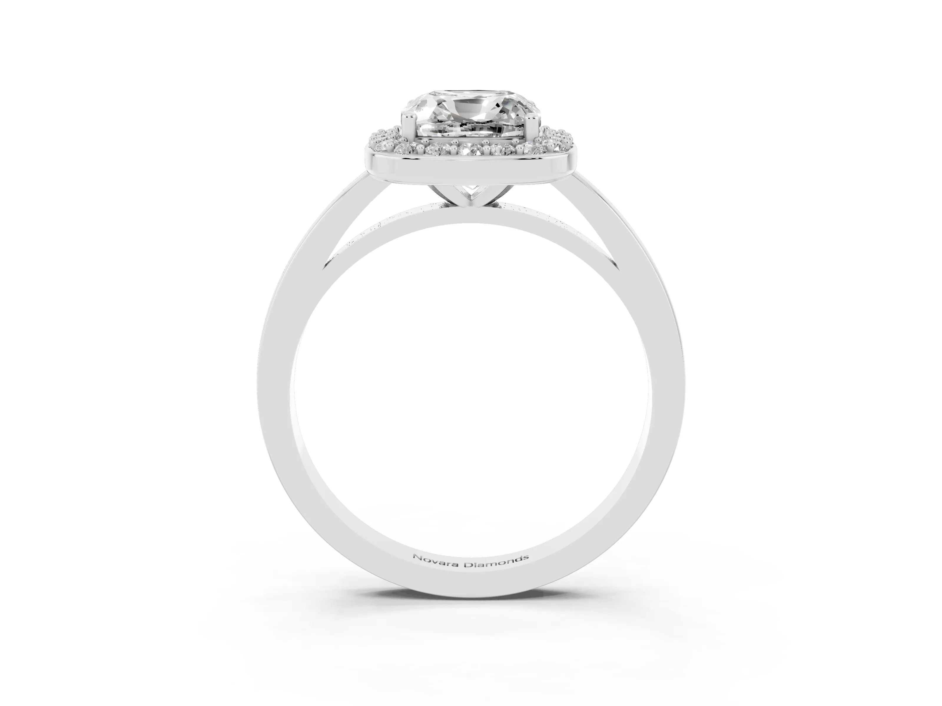 Cushion Cut Diamond Halo Ring Set in Platinum with Solitaire Band and Prong Setting