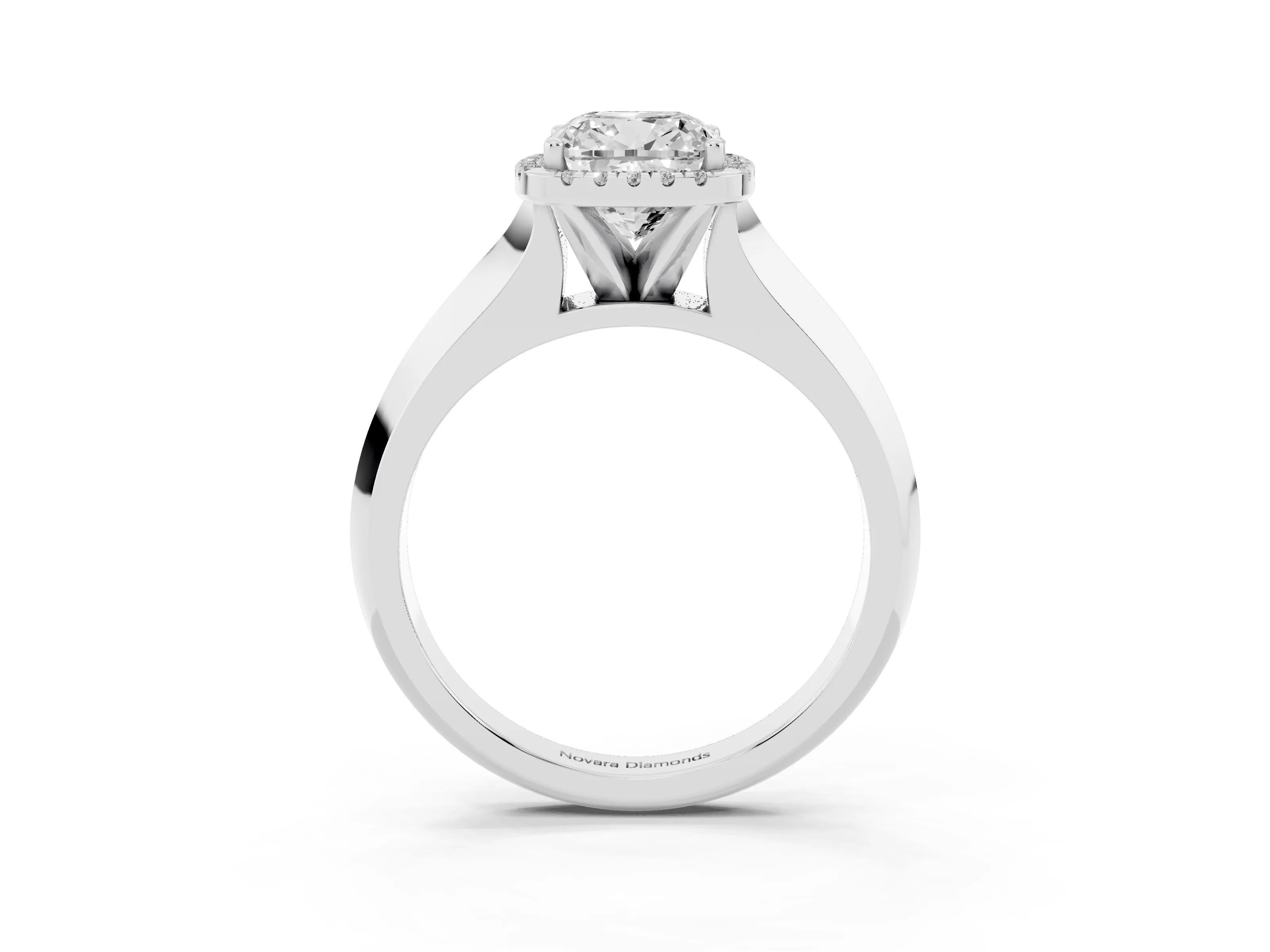 Cushion Cut Diamond Halo Ring Set in Platinum with Cathedral Band and Prong Setting