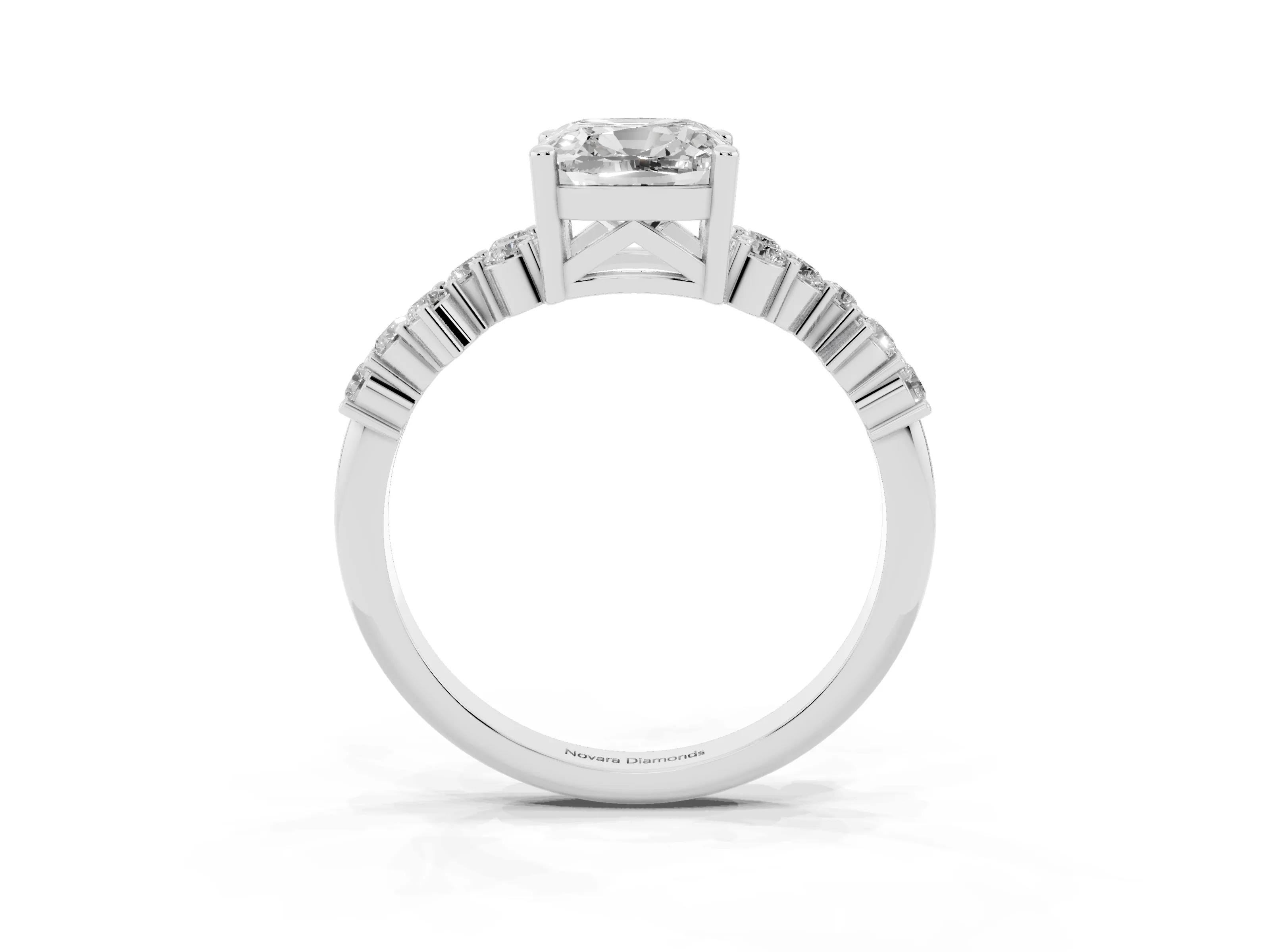Cushion Cut Diamond Ring Set in Platinum with Scattered Round Accents