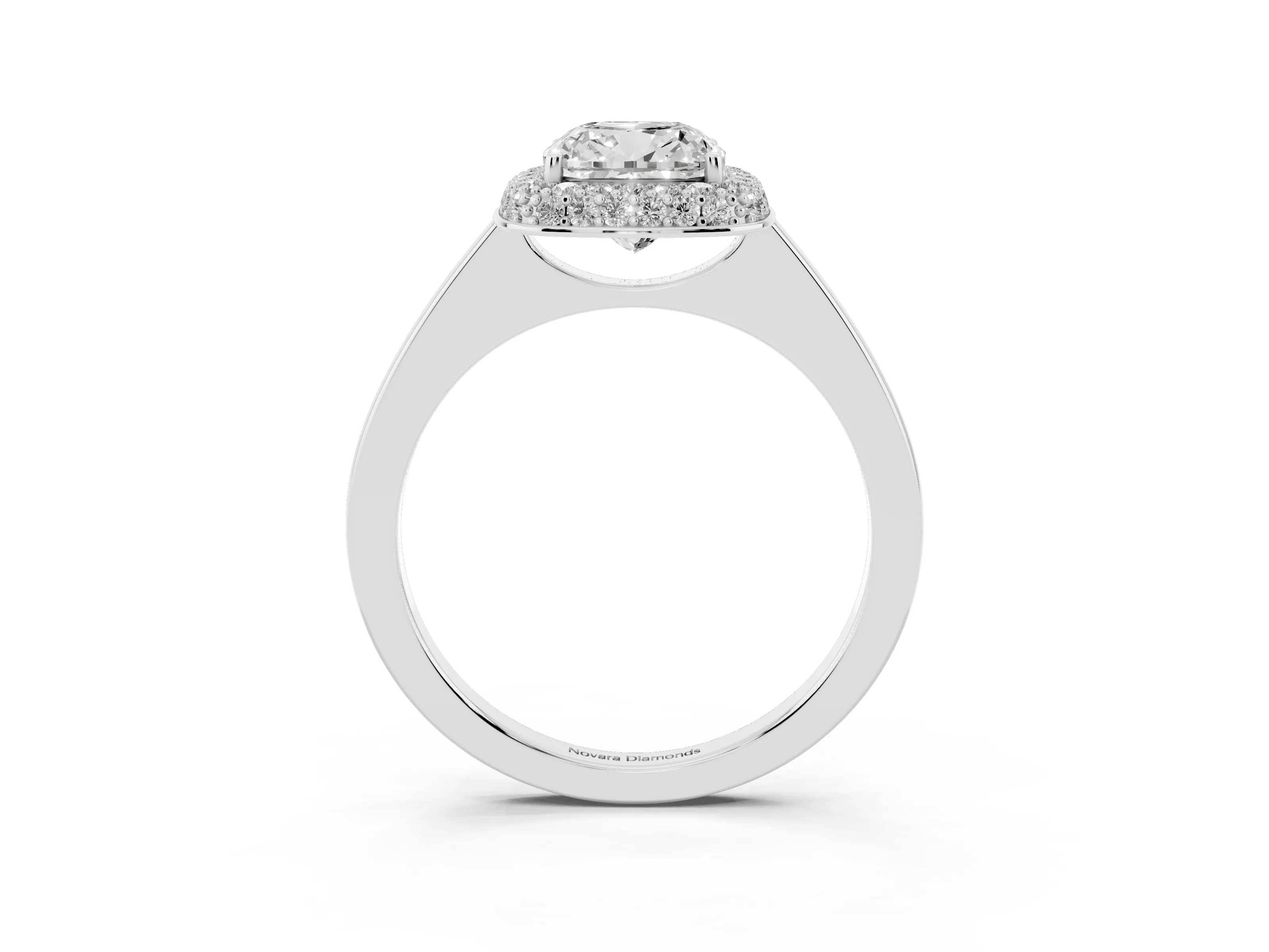 Cushion Cut Diamond Halo Engagement Ring Set in Platinum with Solitaire Band and Prong Setting