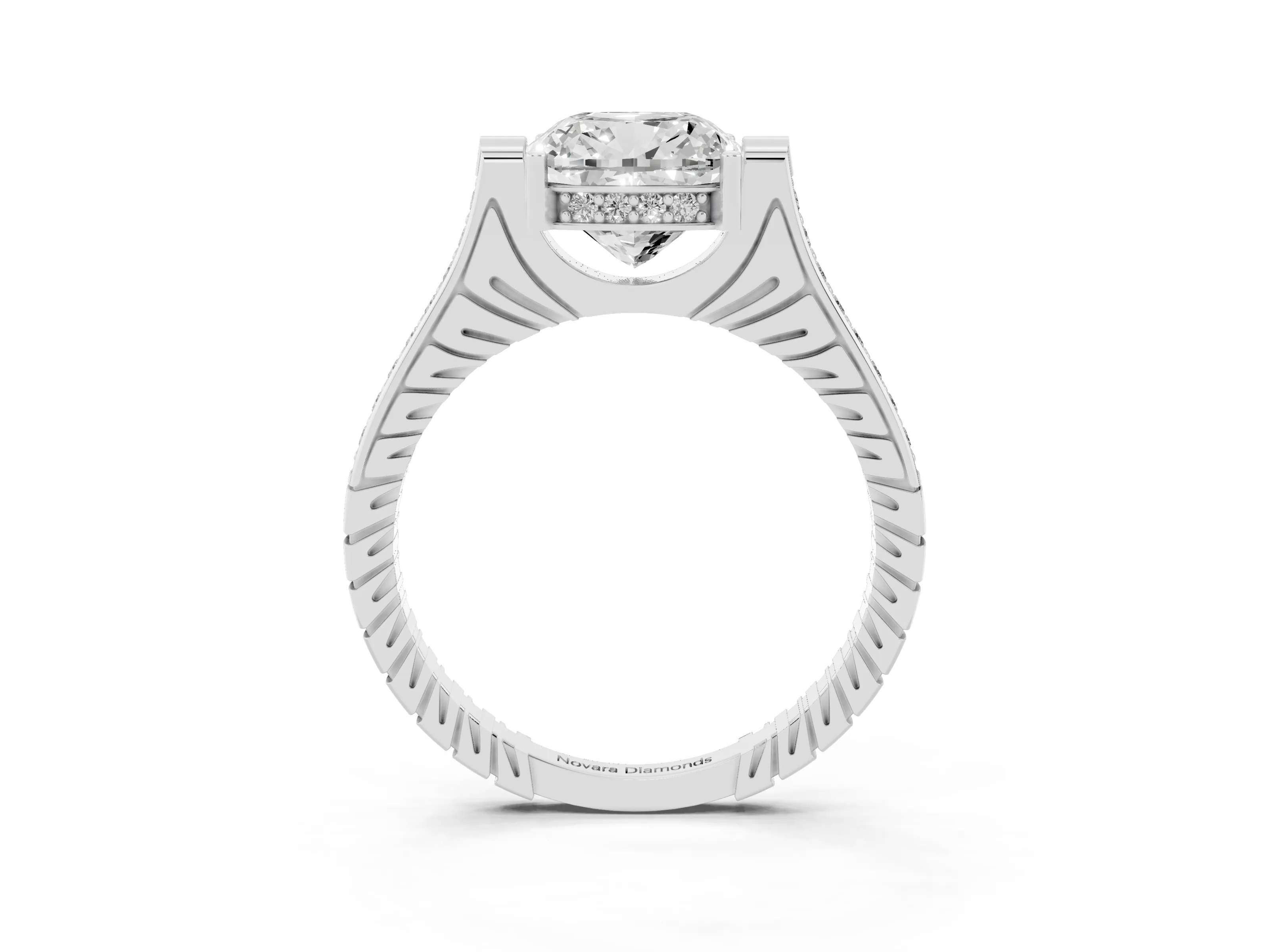 Cushion Cut Diamond Solitaire Ring Set in Platinum with Channel Set Band and Bezel Prong Setting