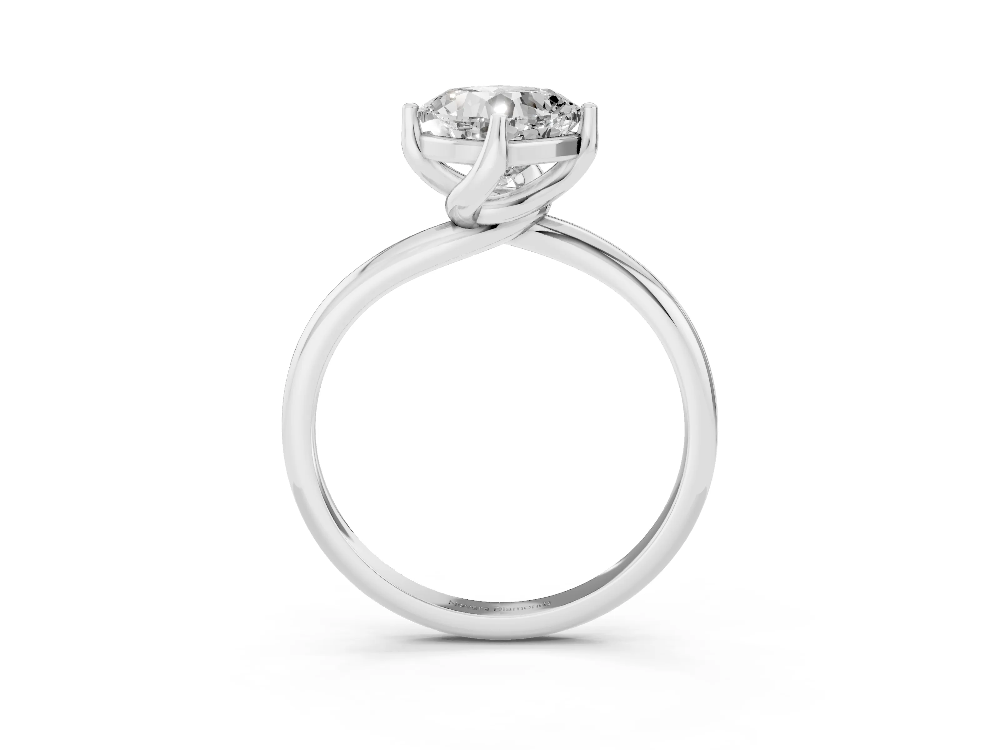 Cushion Cut Diamond Solitaire Engagement Ring Set in White gold with Classic Plain Band