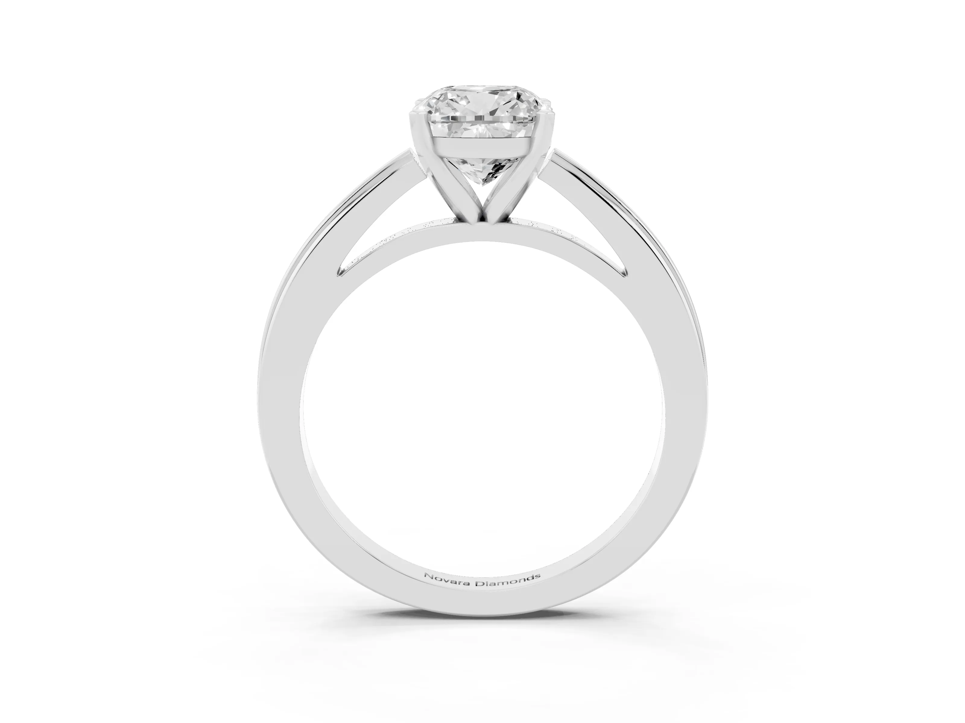 Cushion Cut Diamond Solitaire Ring Set in Silver with Prong Setting and Classic Band