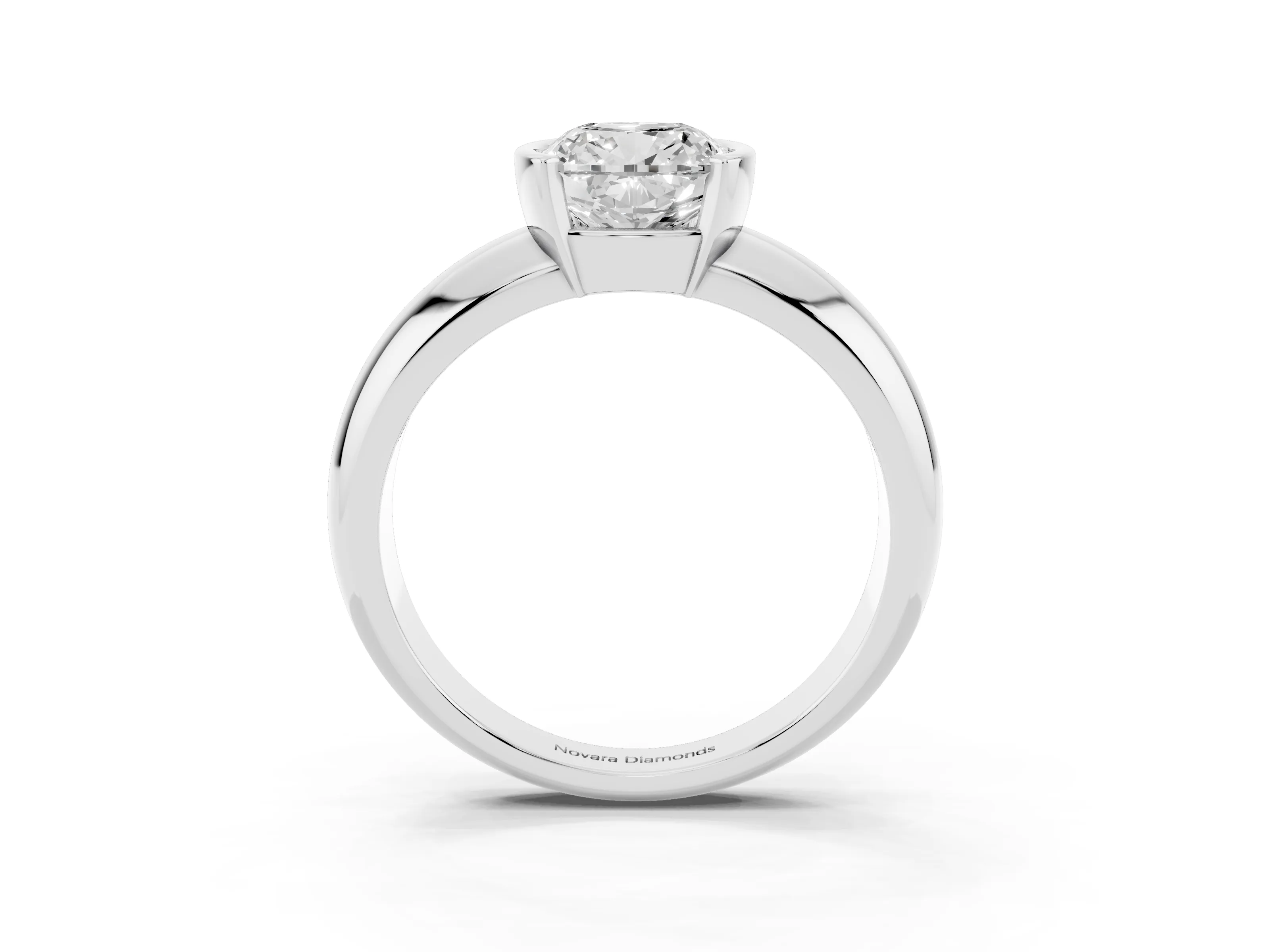 Cushion Cut Diamond Solitaire Tension Set Ring Set in Platinum with Wide Band