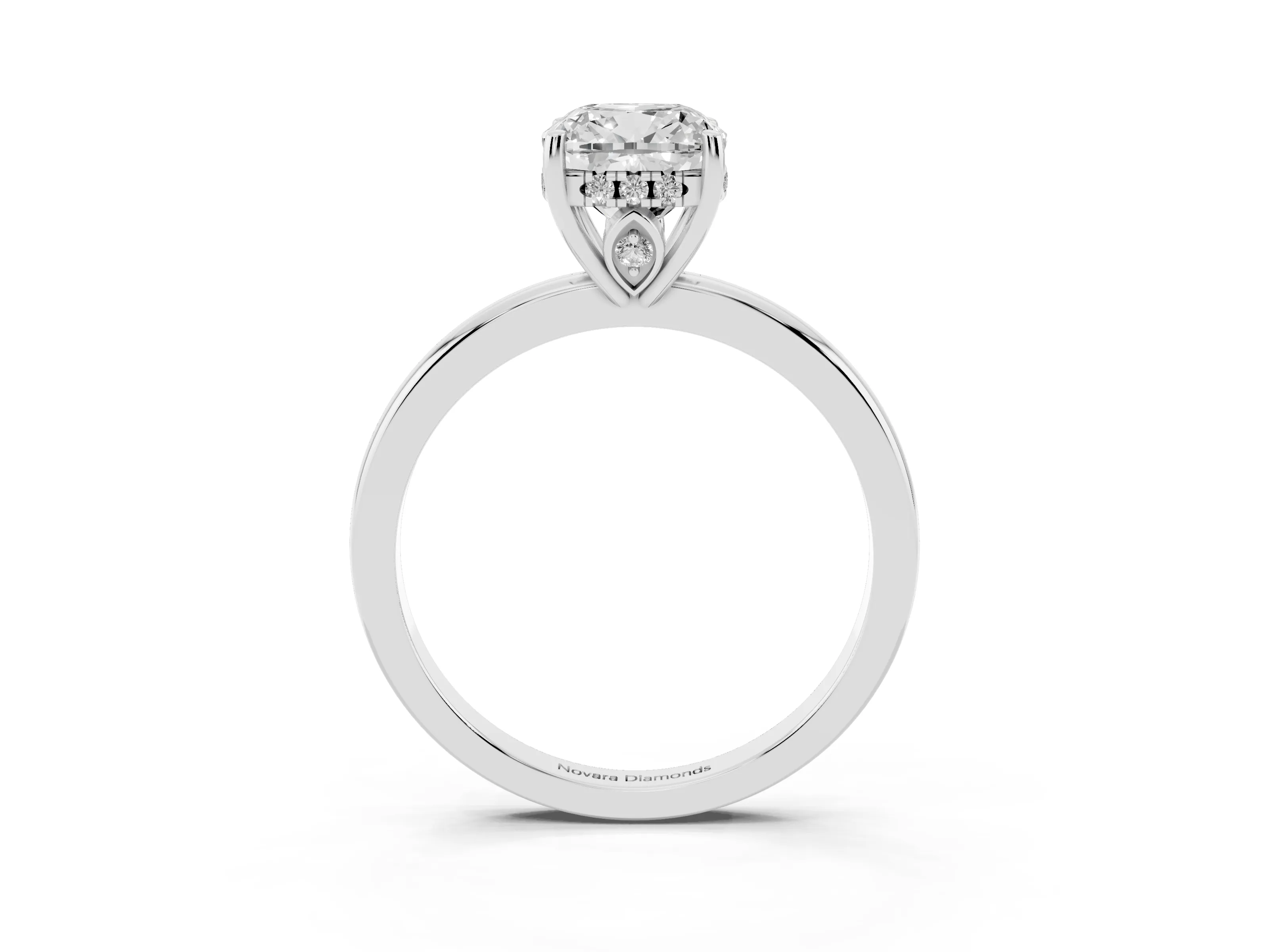 Cushion Cut Diamond Solitaire Ring Set in Platinum with Plain Band and Prong Setting