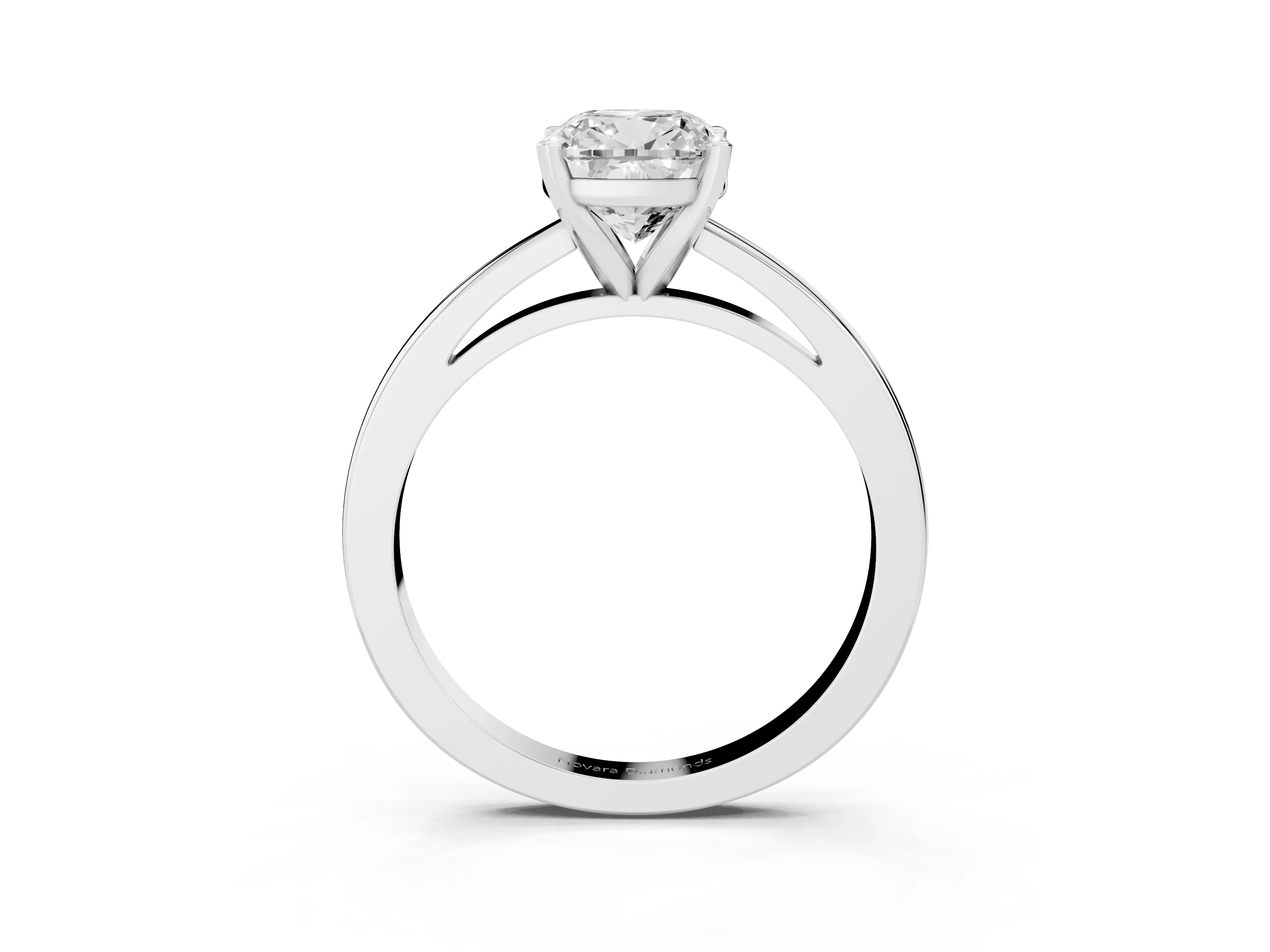 Cushion Cut Diamond Solitaire Engagement Ring Set in Platinum with Prong Setting on a Classic Band