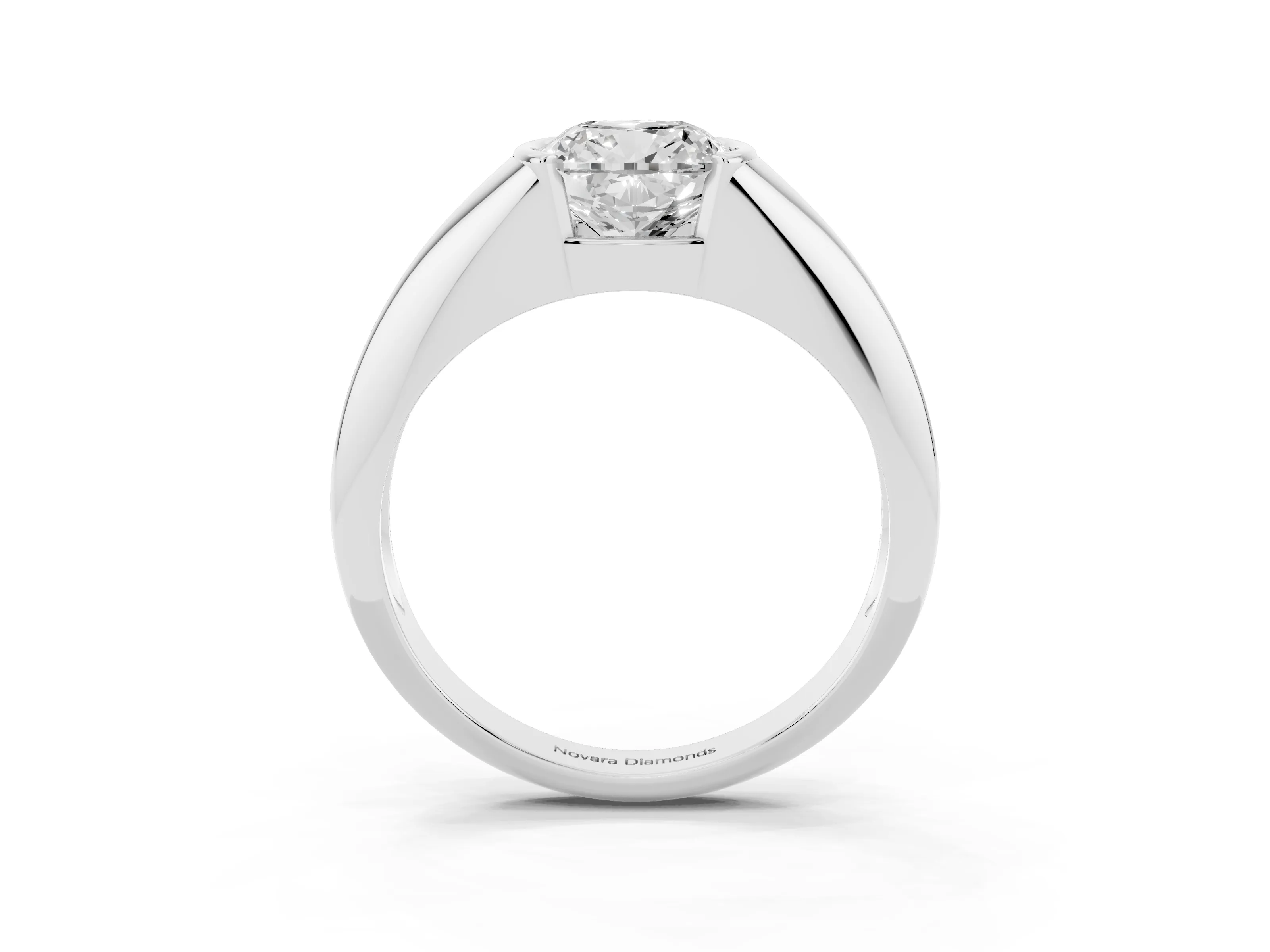 Cushion Cut Diamond Solitaire Tension Set Ring Set in White gold