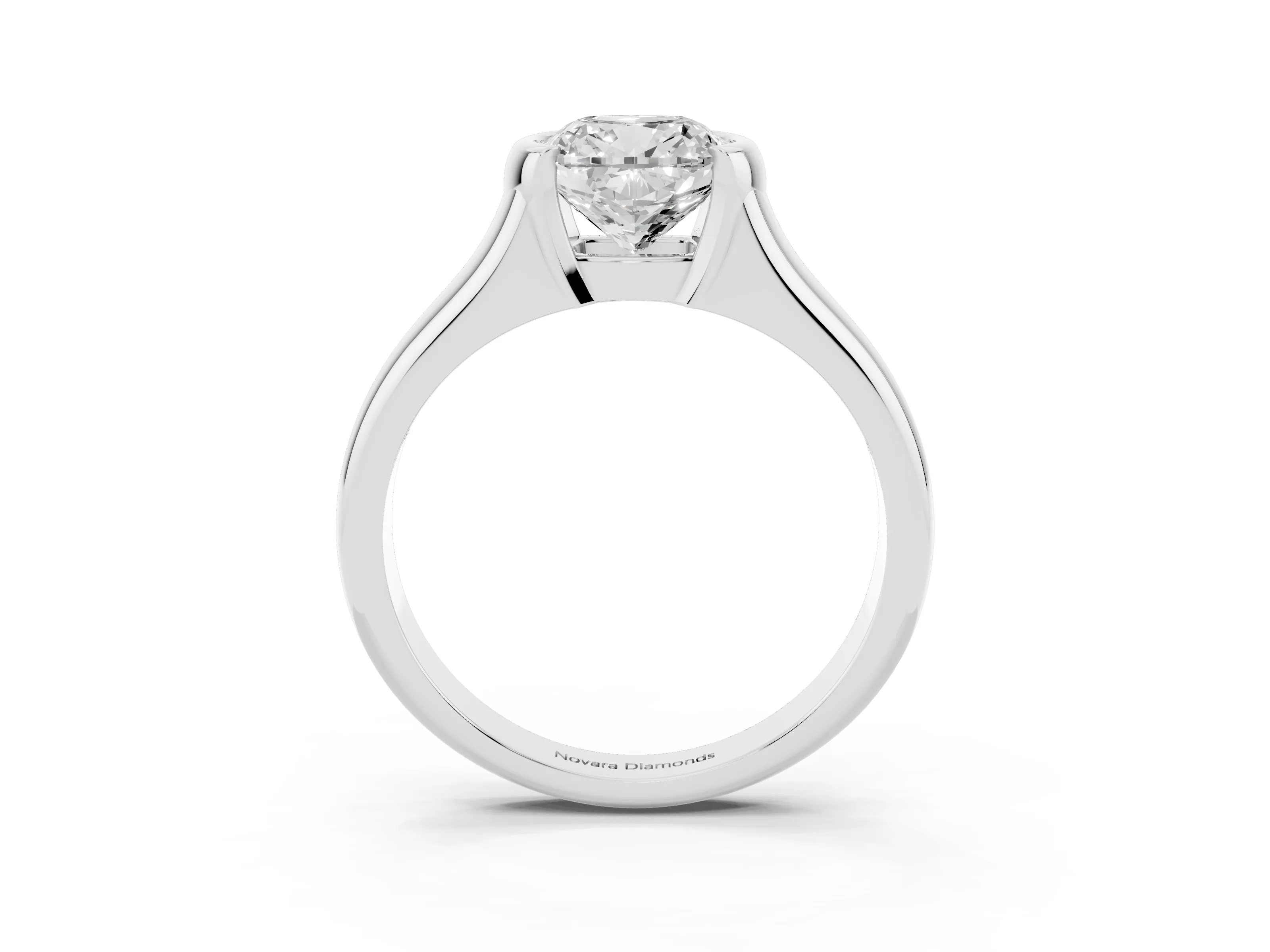 Cushion Cut Diamond Solitaire Tension Set Ring Set in Silver with Split Shank Band