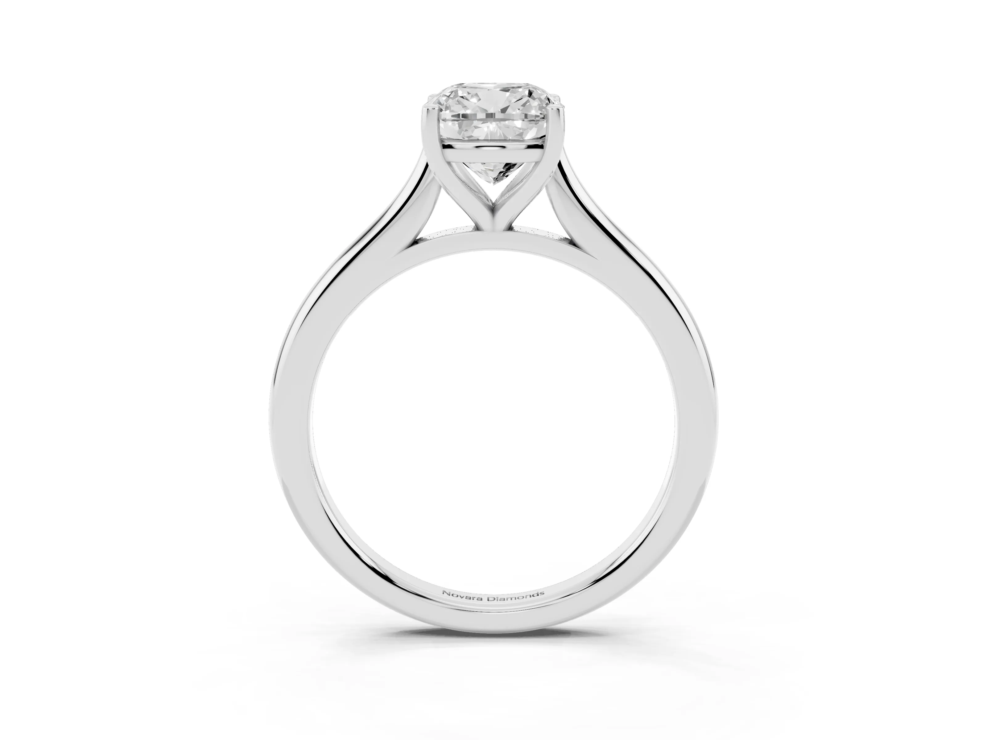 Cushion Cut Diamond Solitaire Ring Set in Platinum with Cathedral Band and Prong Setting