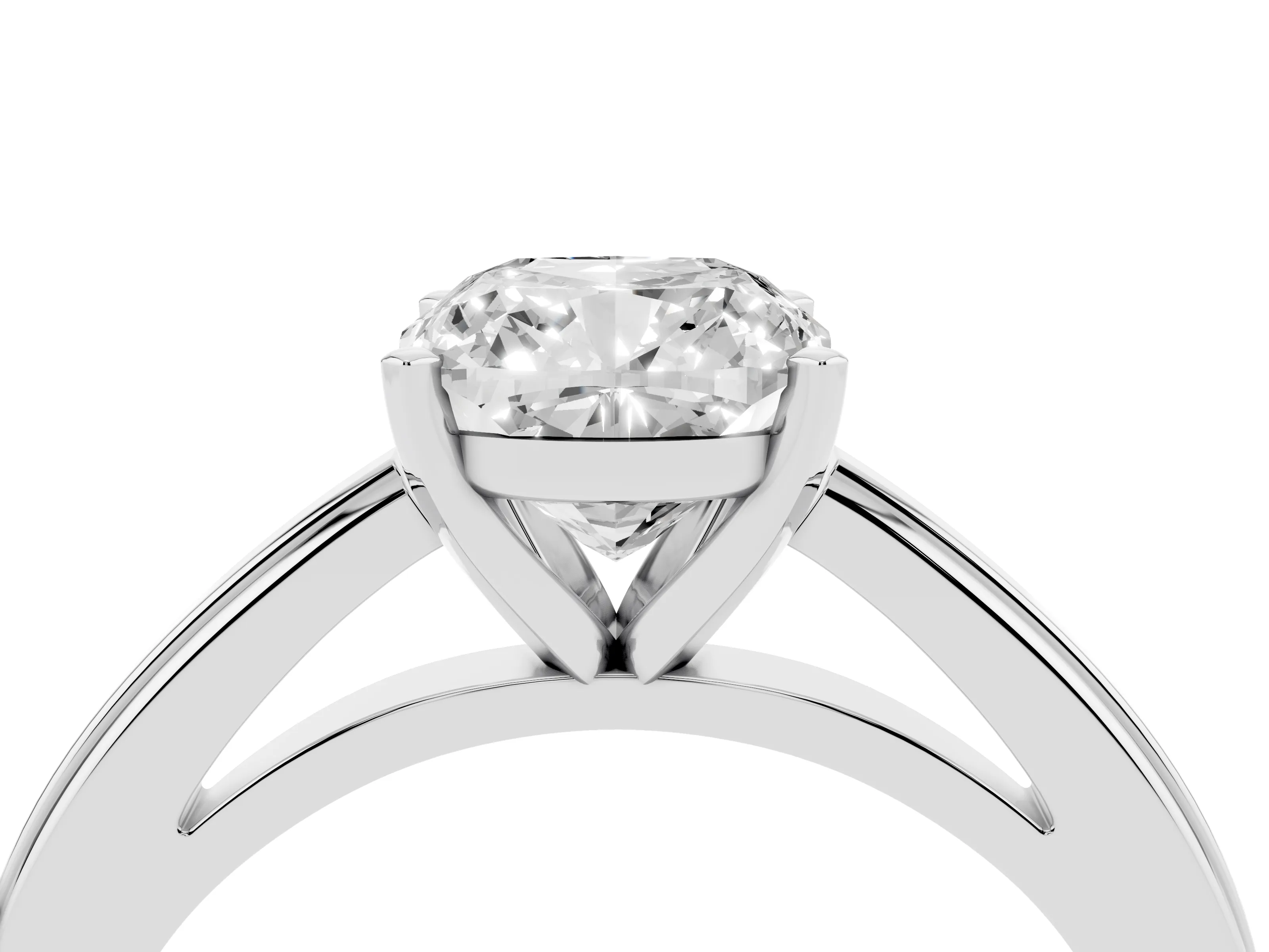 Cushion Cut Diamond Solitaire Ring Set in Silver with Prong Setting and Classic Band
