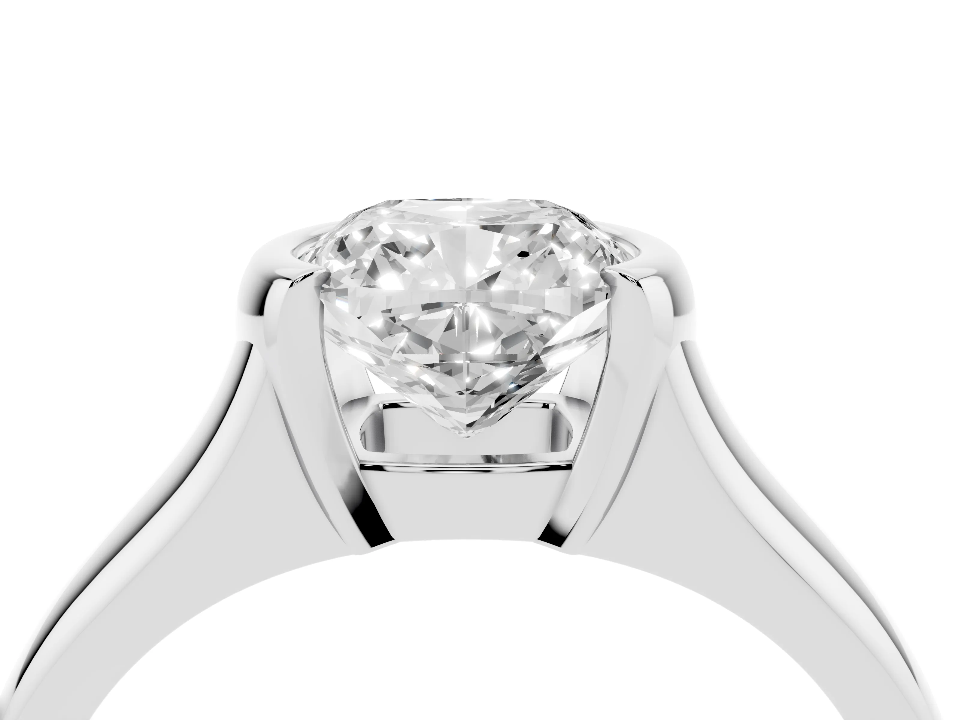 Cushion Cut Diamond Solitaire Tension Set Ring Set in Silver with Split Shank Band