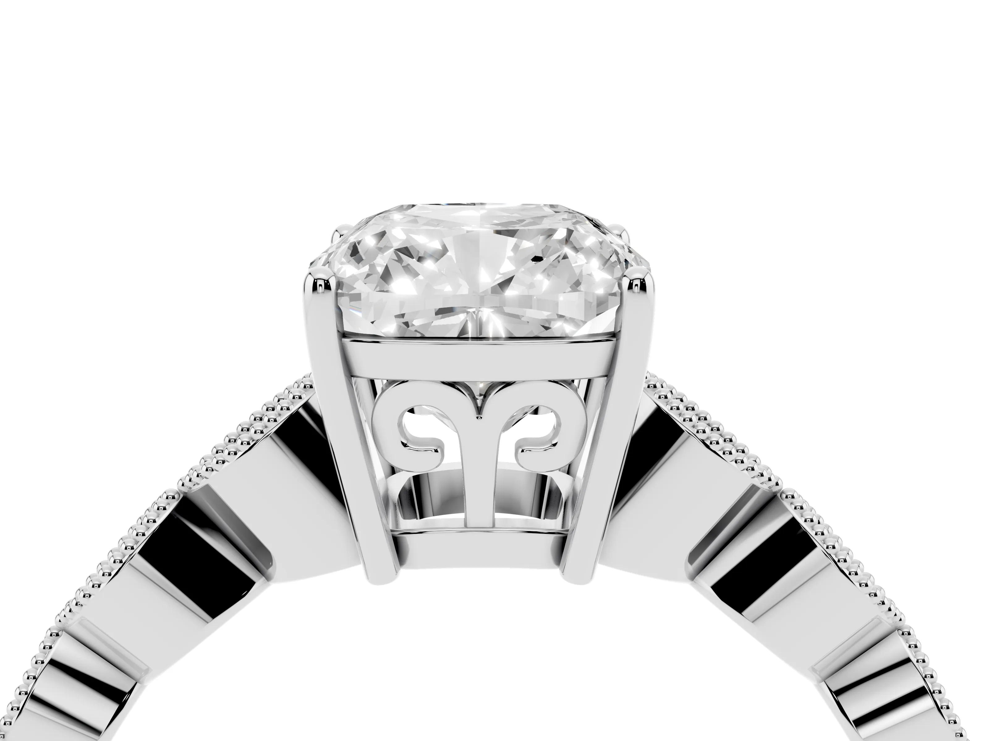 Cushion Cut Diamond Solitaire Ring Set in Silver with Infinity Twist Pavé Band