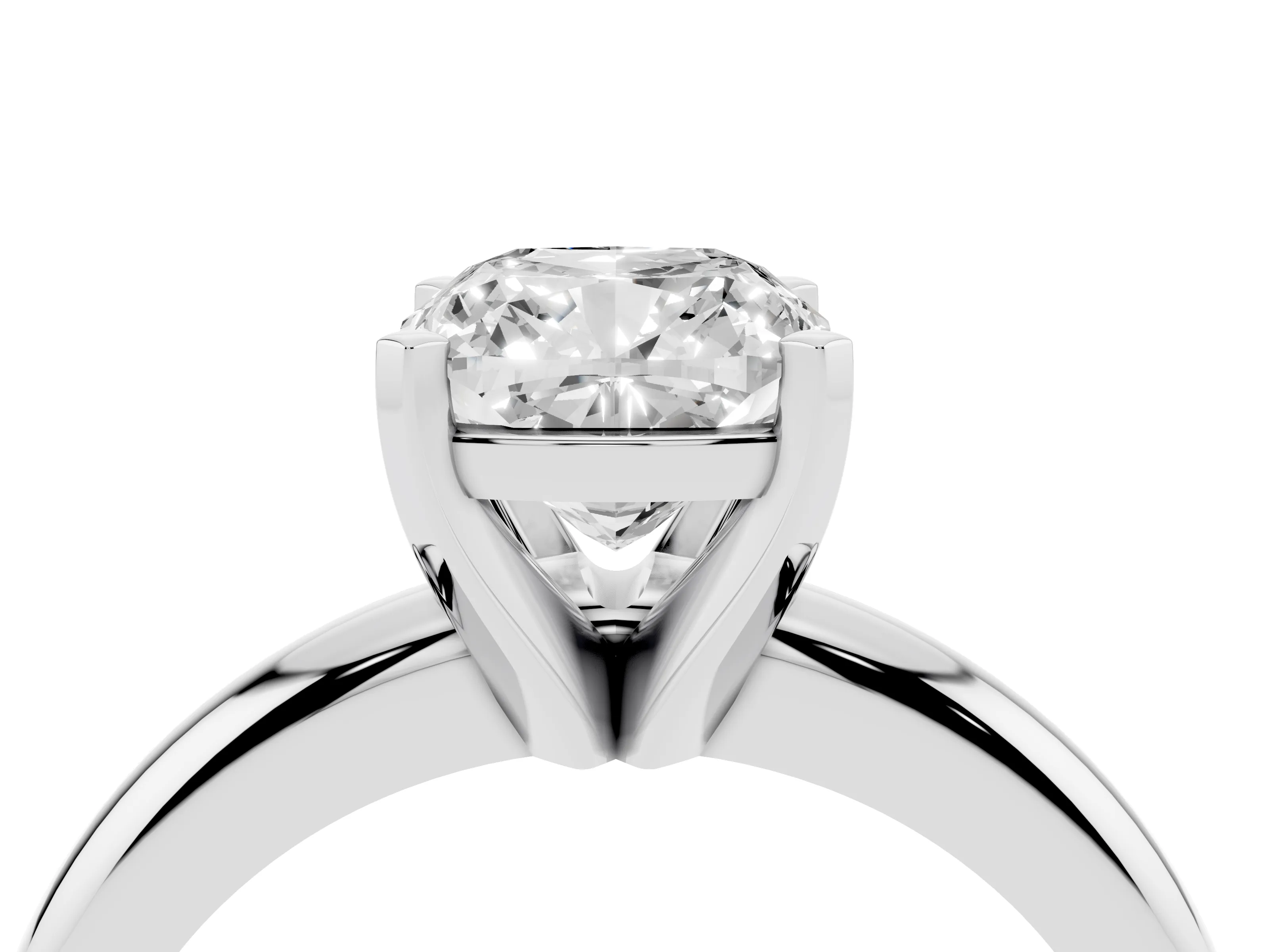 Cushion Cut Diamond Solitaire Engagement Ring Set in White gold with Round Band and Prong Setting