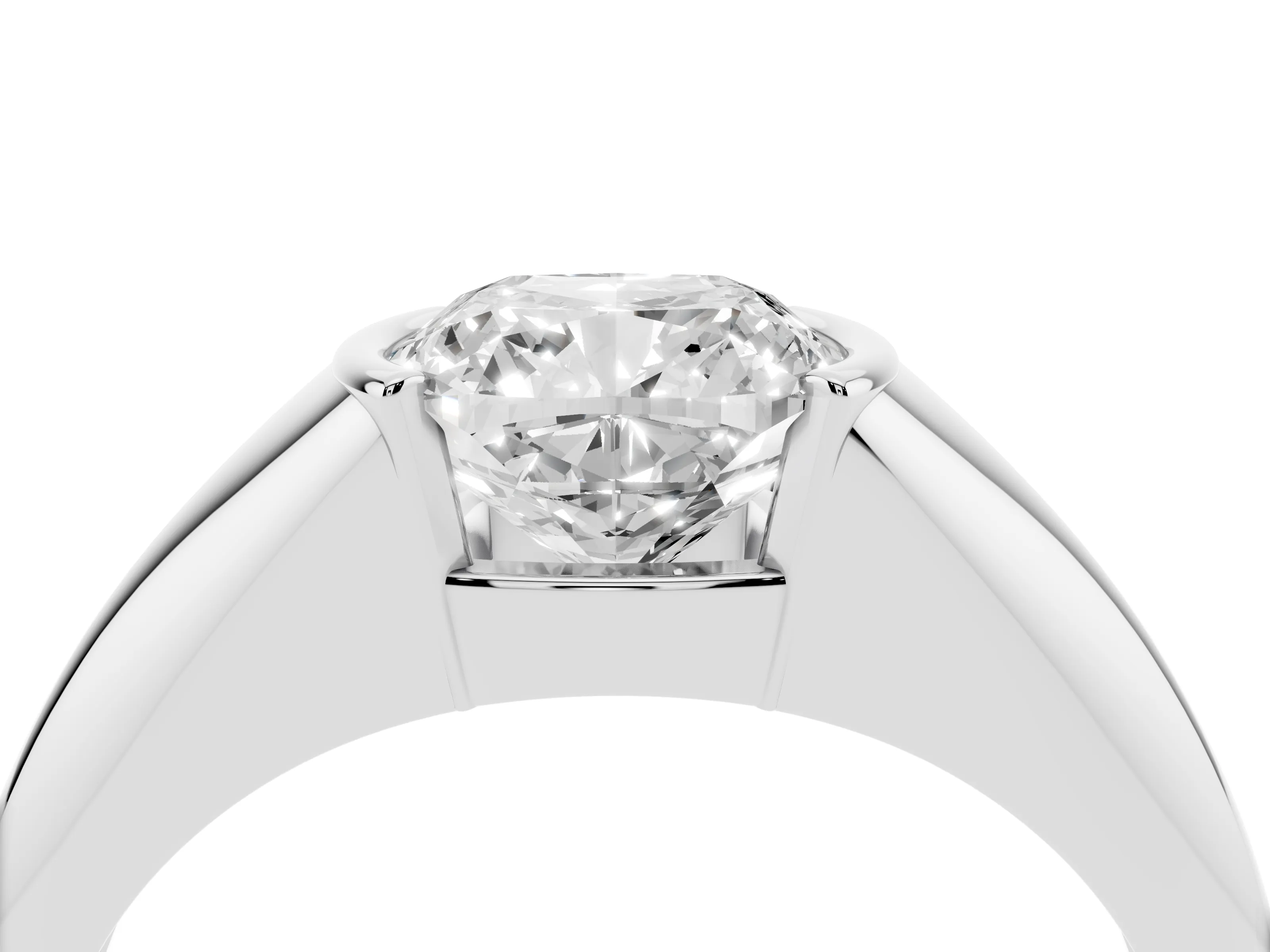 Cushion Cut Diamond Solitaire Tension Set Ring Set in White gold