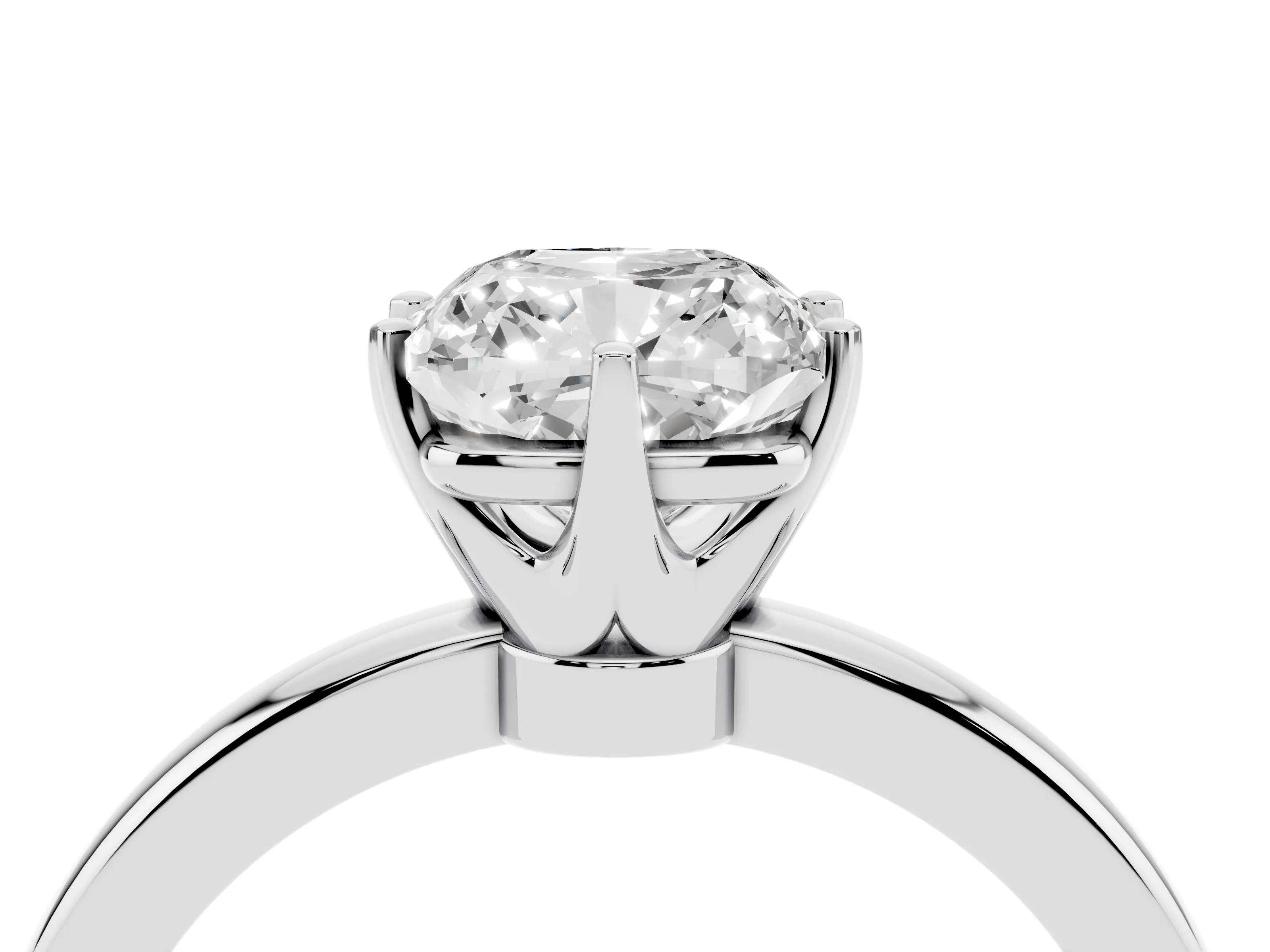 Cushion Cut Diamond Solitaire Ring Set in White gold with Raised Prong Setting on a Classic Band