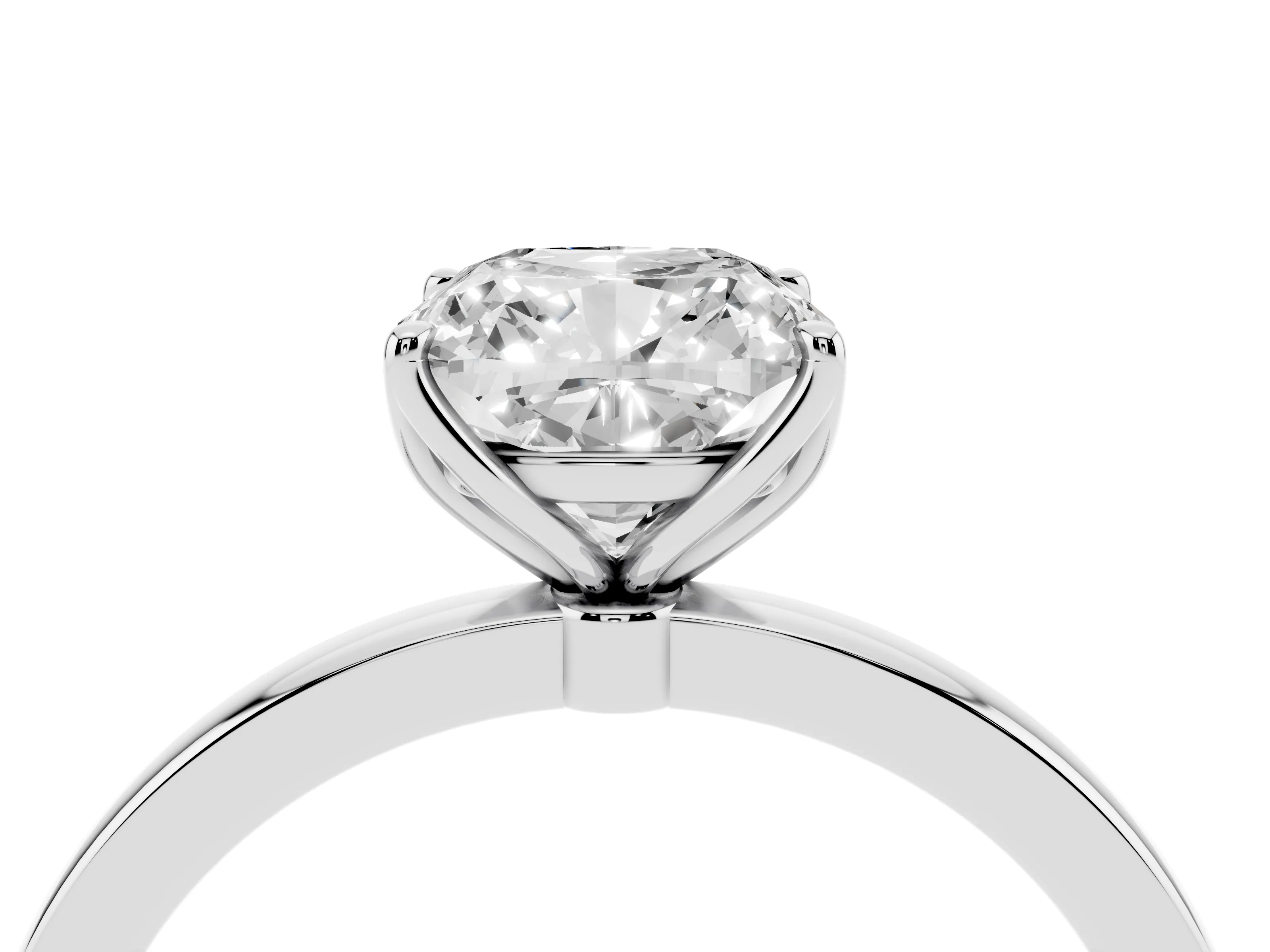 Cushion Cut Diamond Solitaire Ring Set in White gold with Prong Setting and Thin Polished Band