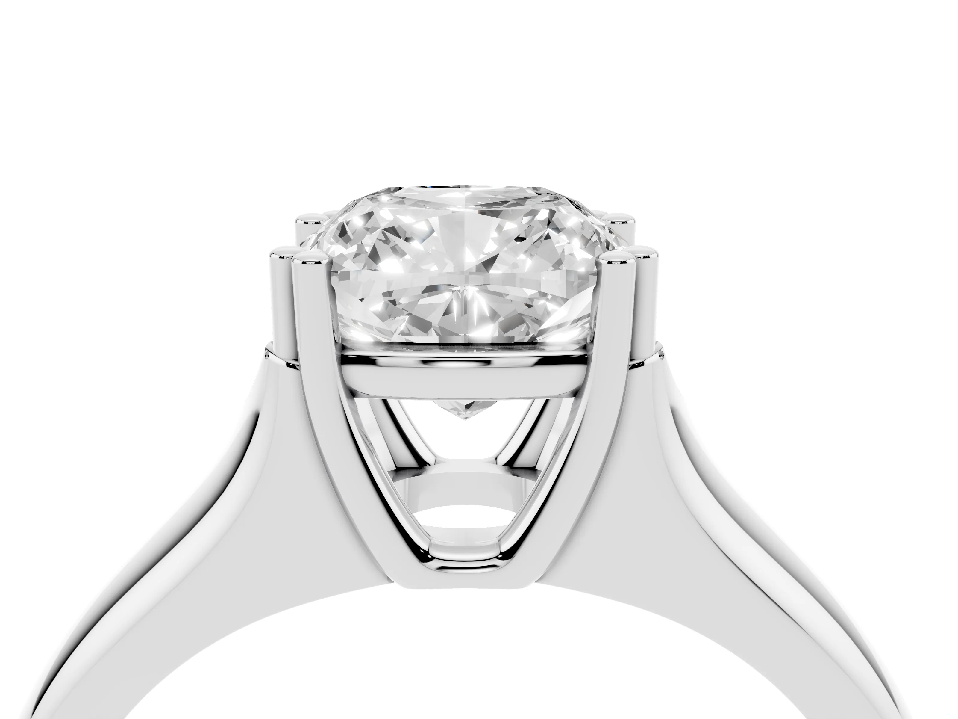 Cushion Cut Diamond Solitaire Ring Set in White gold with Wide Band and Prong Setting
