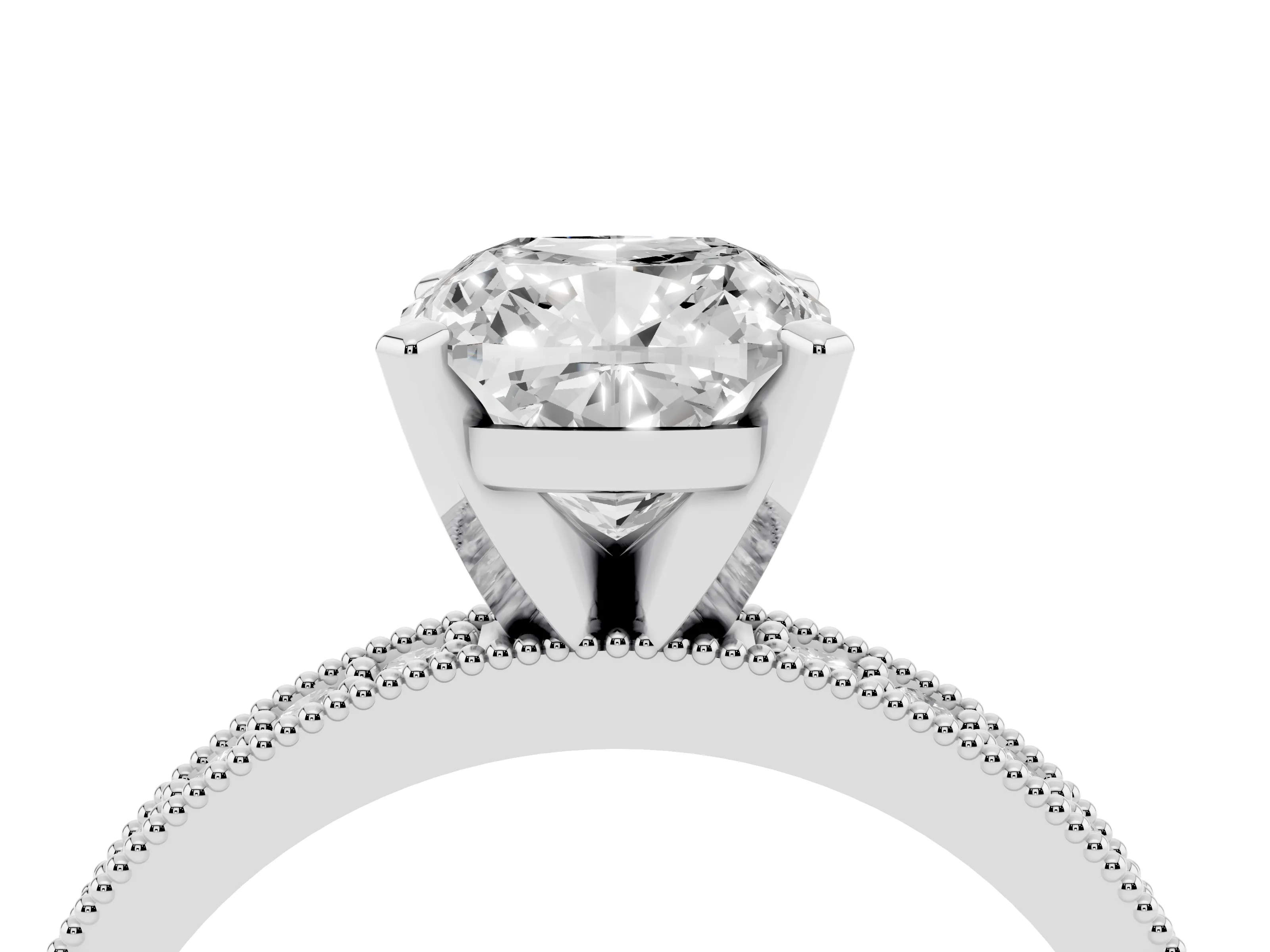 Cushion Cut Diamond Milgrain Pavé Engagement Ring Set in Silver with Prong Setting