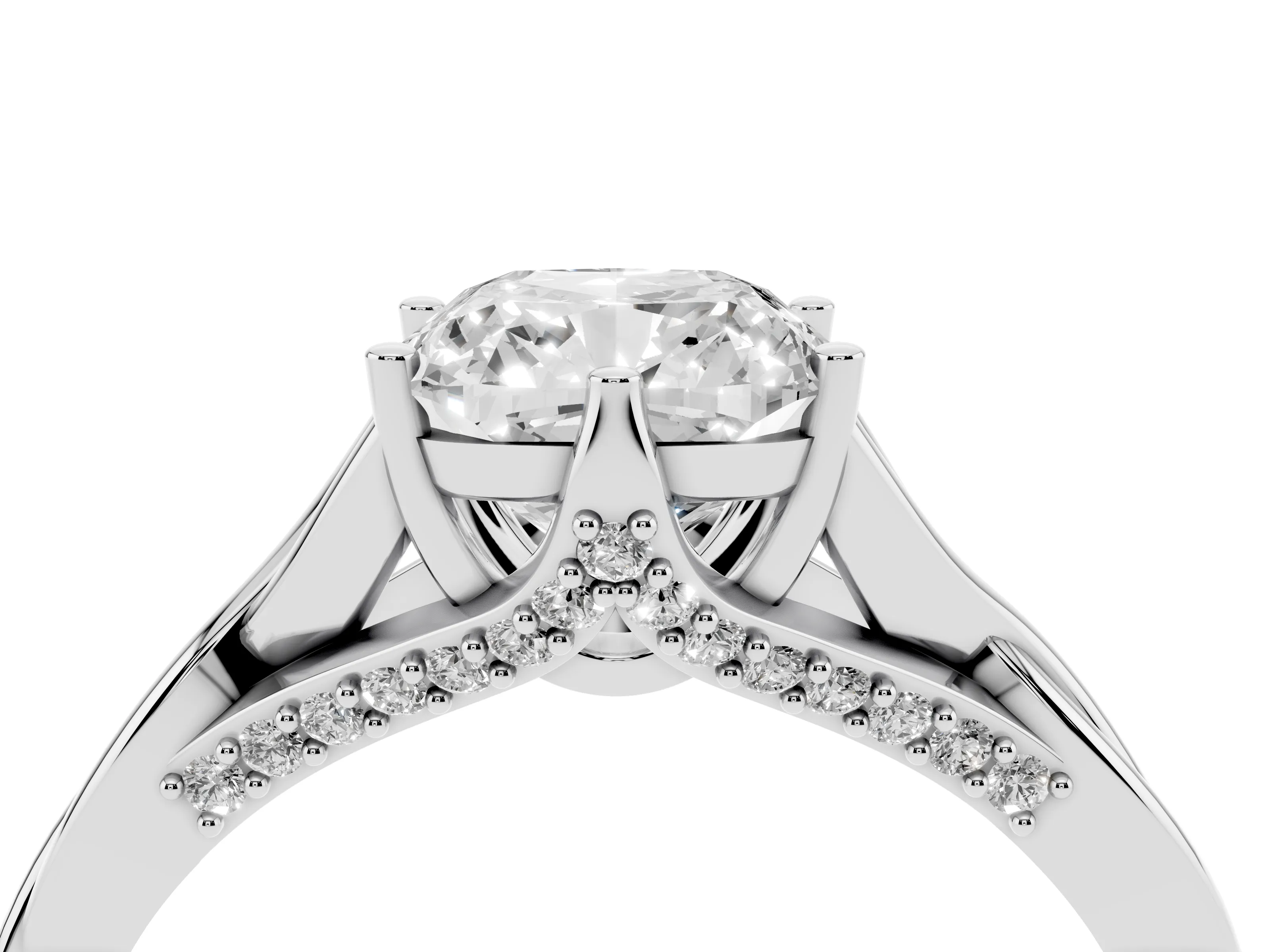 Cushion Cut Diamond Intertwined Twist Band Solitaire Ring Set in White gold with Prong Setting