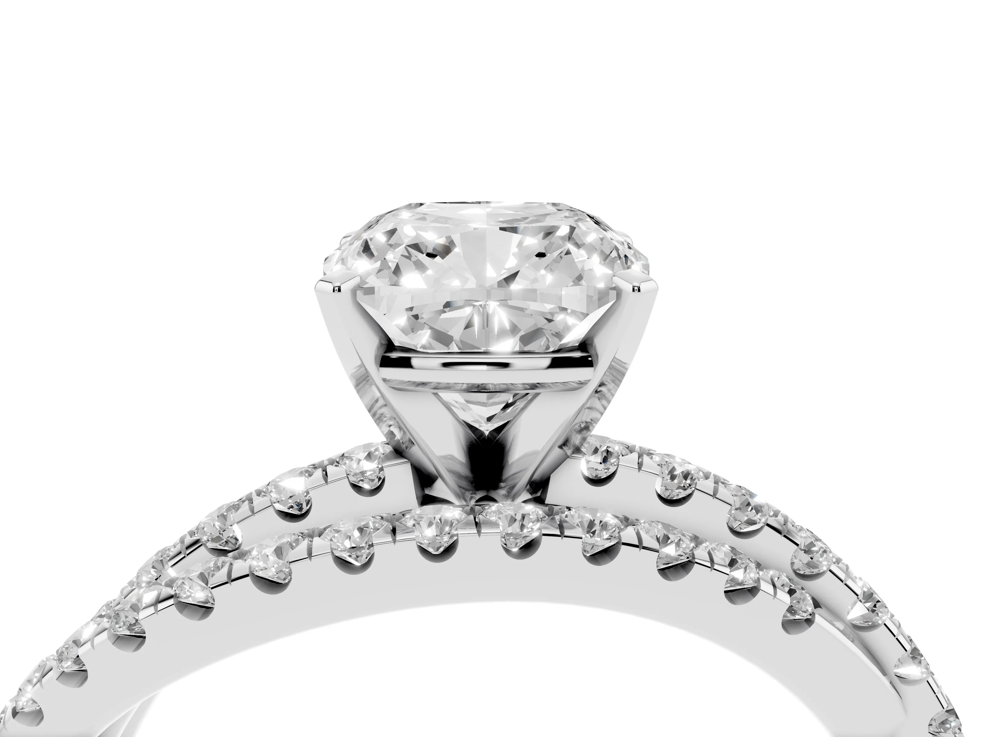 Cushion Cut Diamond Solitaire Twist Band Ring Set in Platinum with Pavé Setting and Prong Head