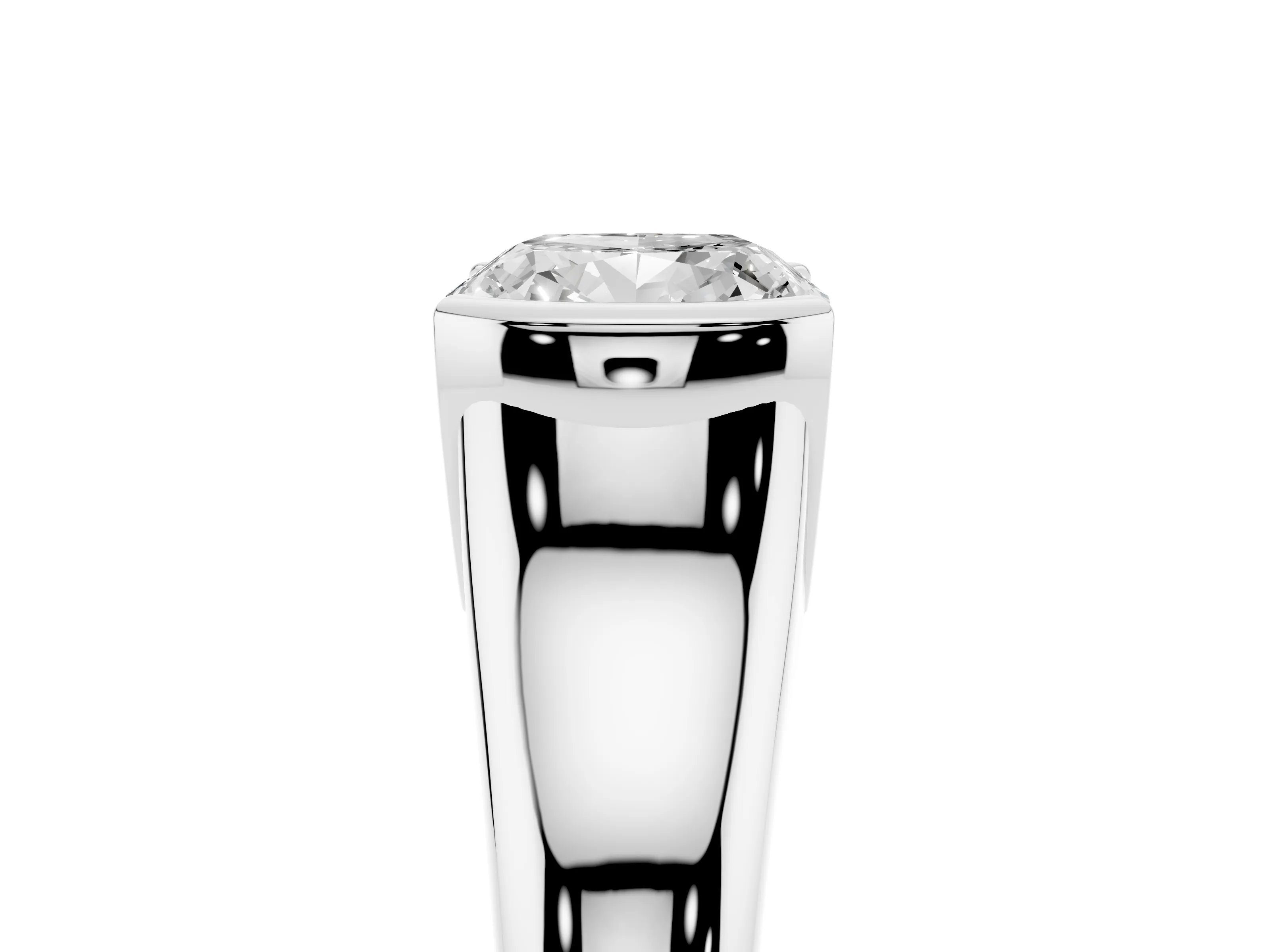 Cushion Cut Diamond Solitaire Tension Set Ring Set in Silver with Split Shank Band