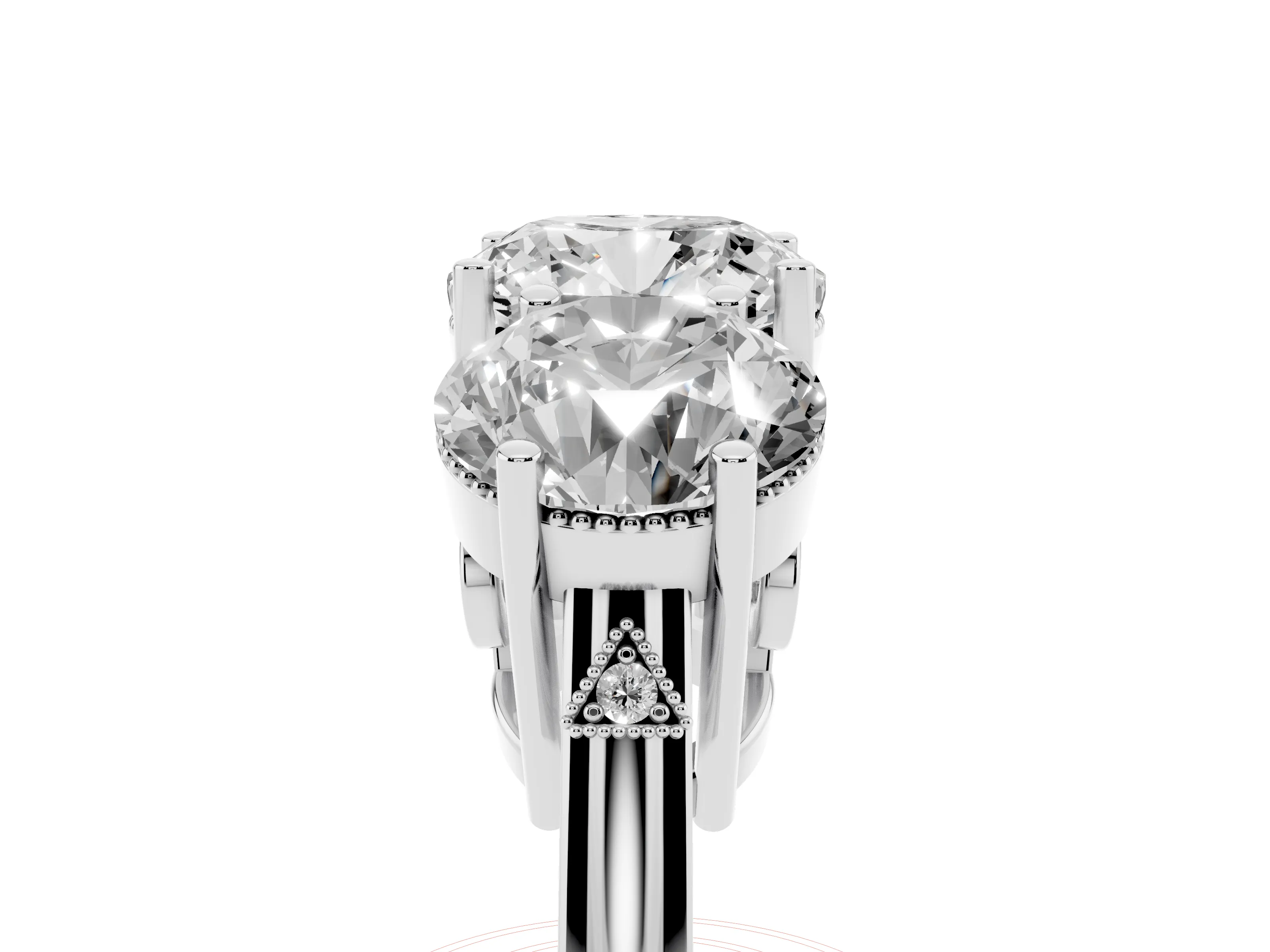 Cushion Cut Diamond Three-Stone Engagement Ring Set in White gold with Polished Band
