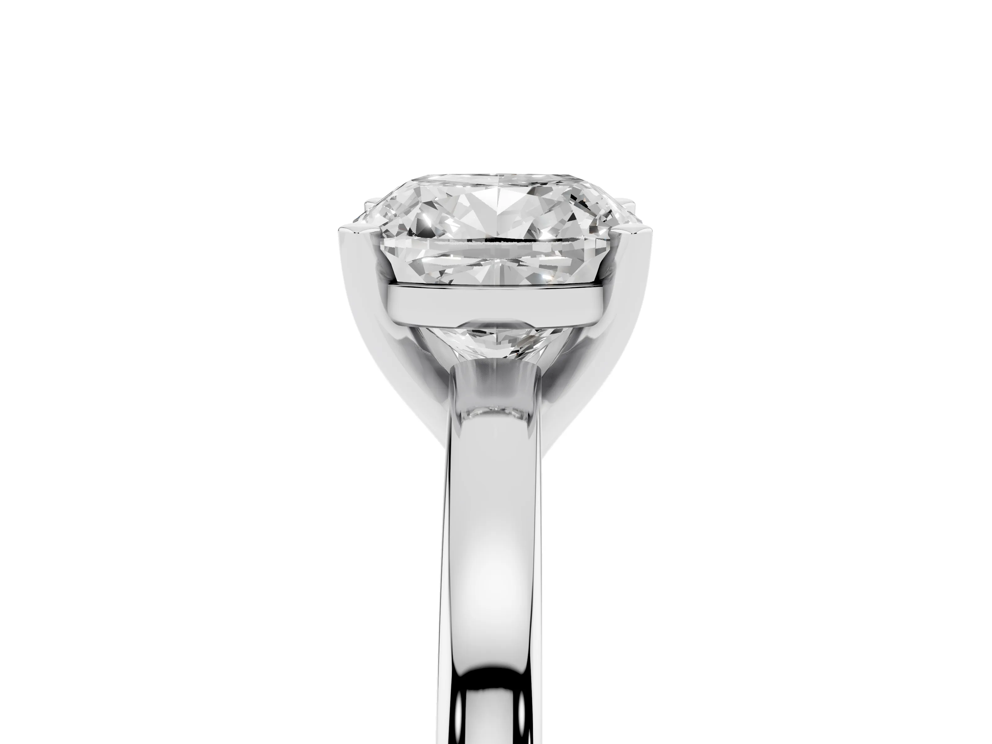 Cushion Cut Diamond Solitaire Engagement Ring Set in Platinum with Prong Setting on a Classic Band