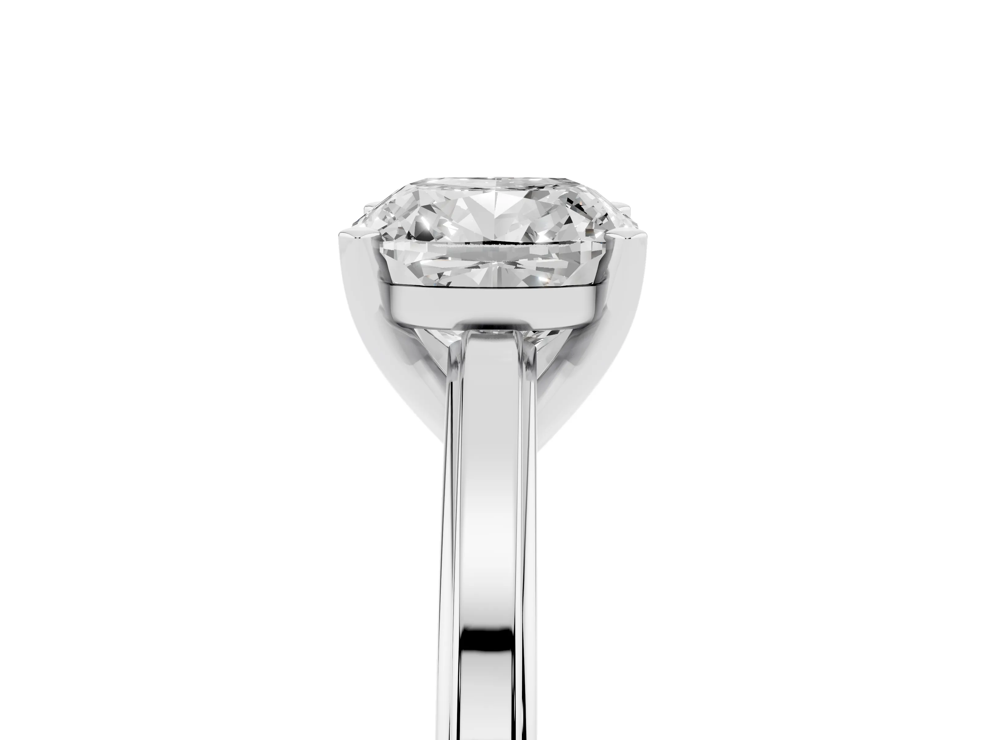 Cushion Cut Diamond Solitaire Ring Set in Silver with Prong Setting and Classic Band