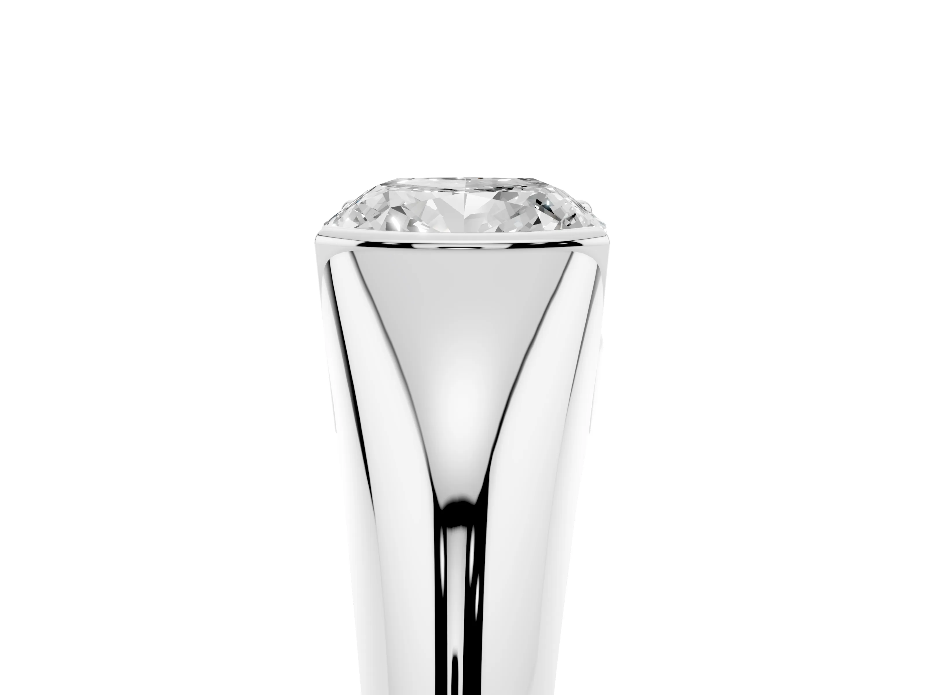 Cushion Cut Diamond Solitaire Tension Set Ring Set in White gold