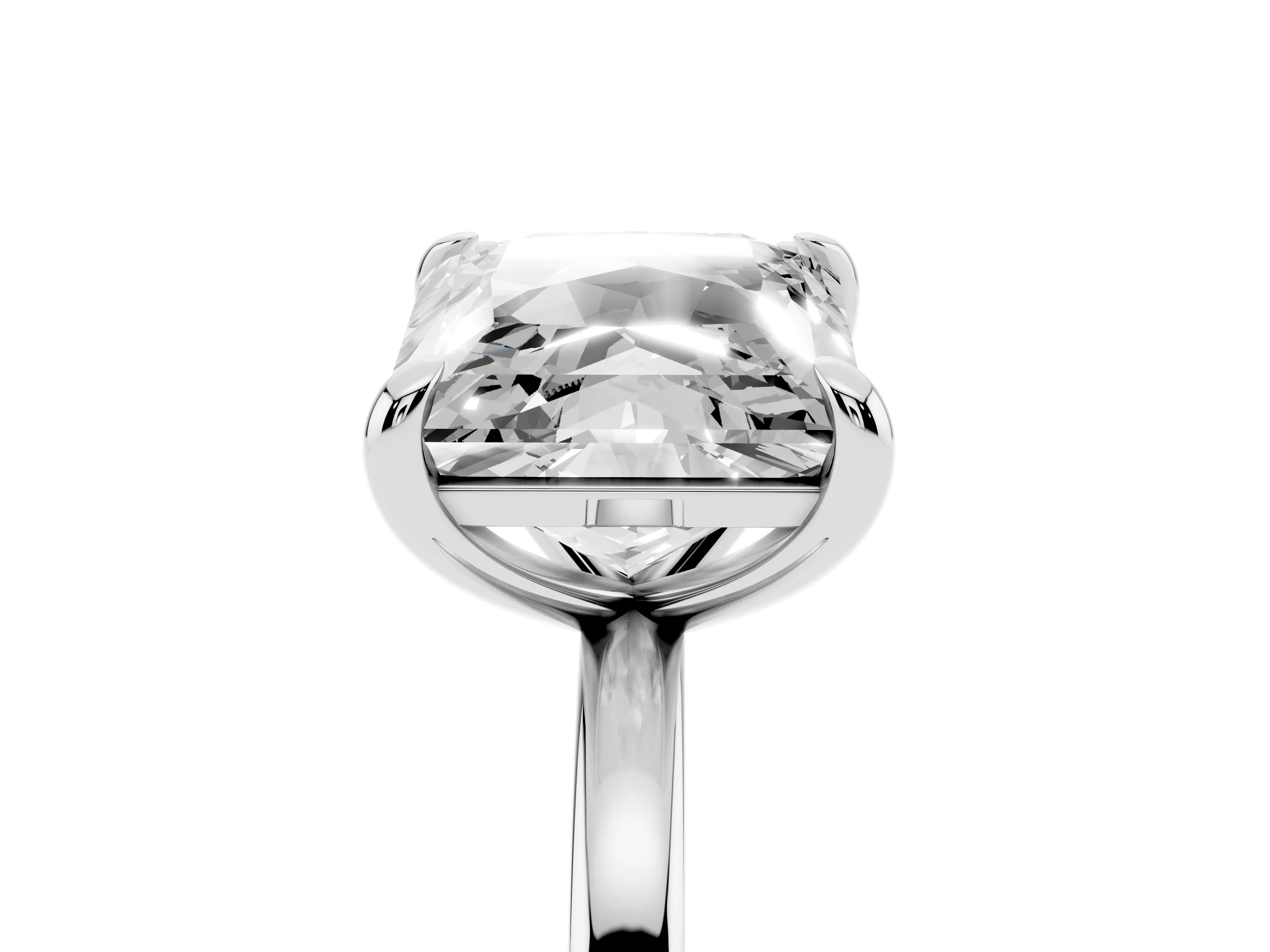 Cushion and Princess Toi Moi Ring Set in Platinum with Prong Setting and Plain Band