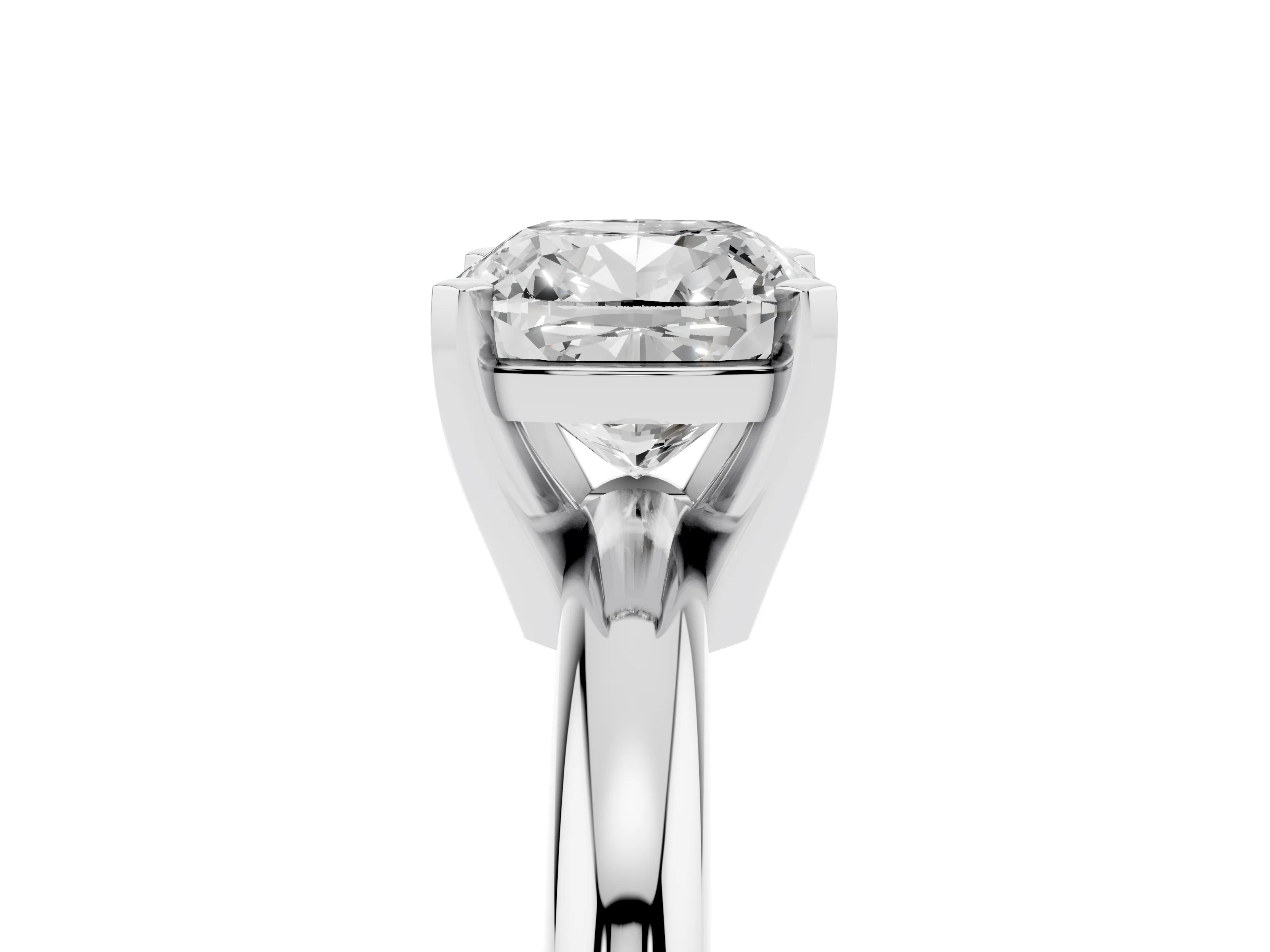 Cushion Cut Diamond Solitaire Engagement Ring Set in White gold with Round Band and Prong Setting