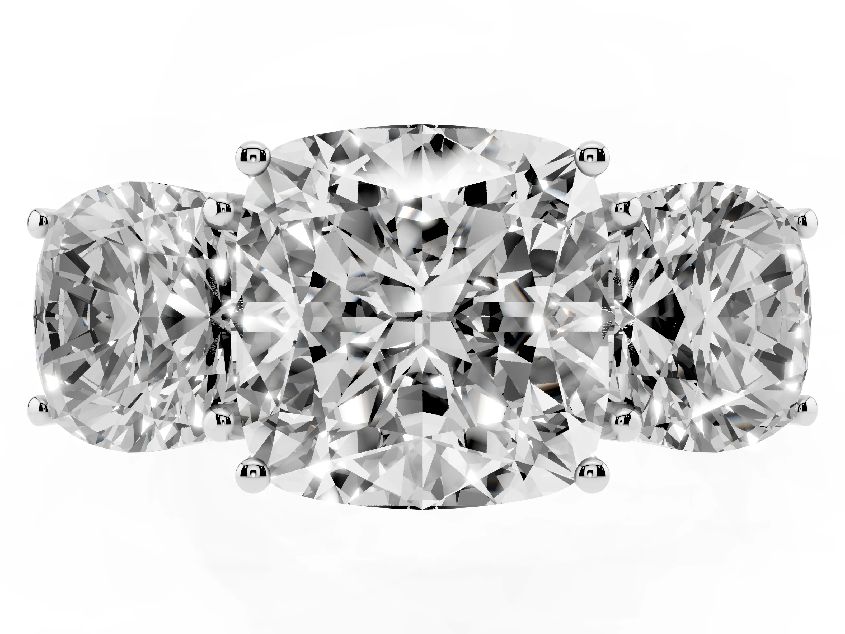Cushion Cut Diamond Three-Stone Ring Set in Platinum with Braided Band
