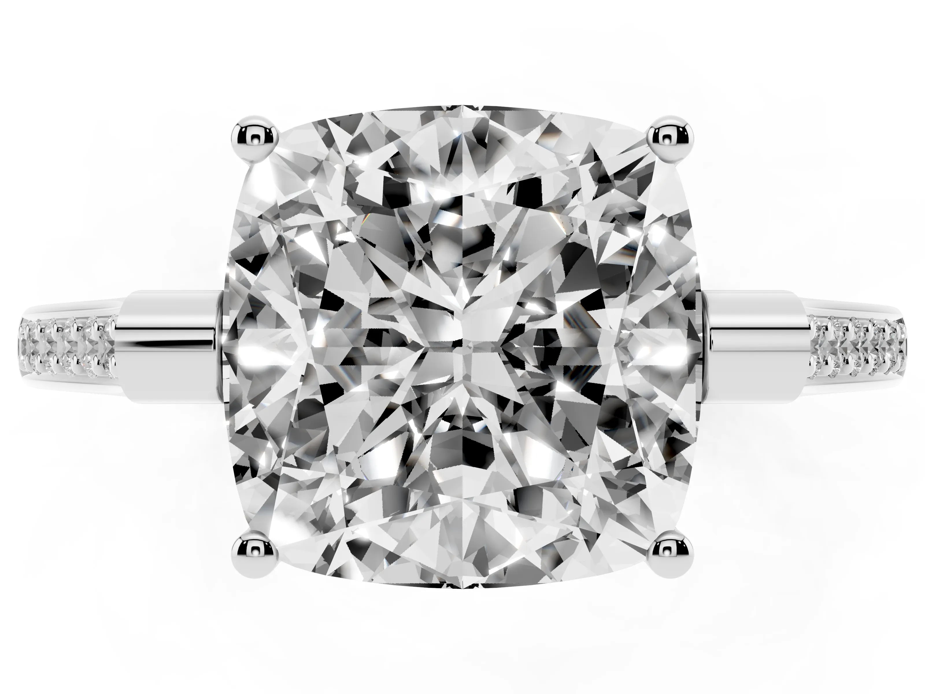 Cushion Cut Diamond Solitaire Ring Set in Platinum with Channel Set Band and Bezel Prong Setting