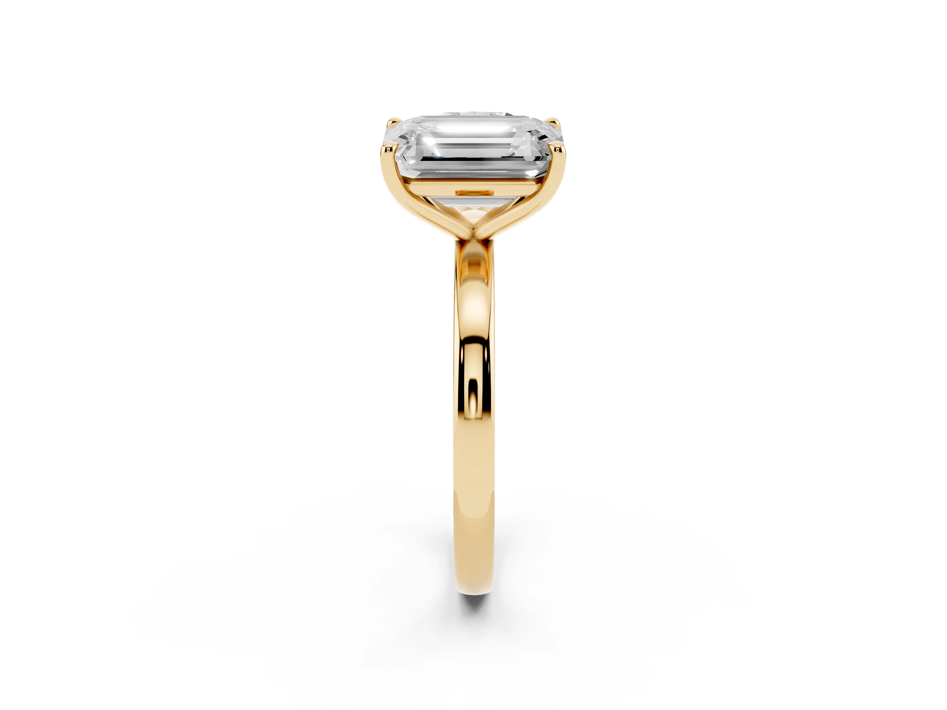 Cushion Cut and Emerald Cut Toi Moi Ring Set in Yellow gold with Prong Setting