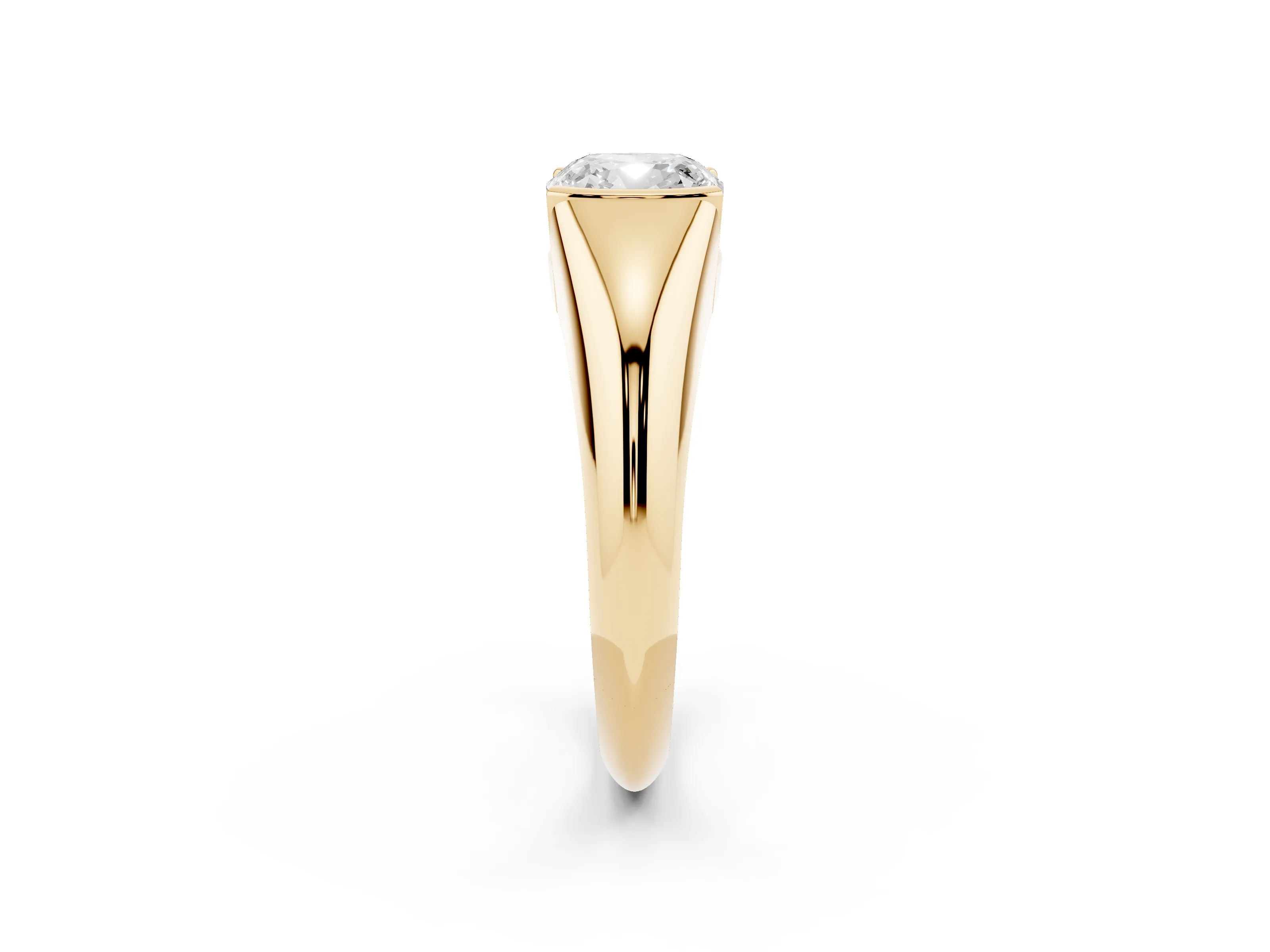 Cushion Cut Diamond Solitaire Tension Set Ring Set in Yellow gold