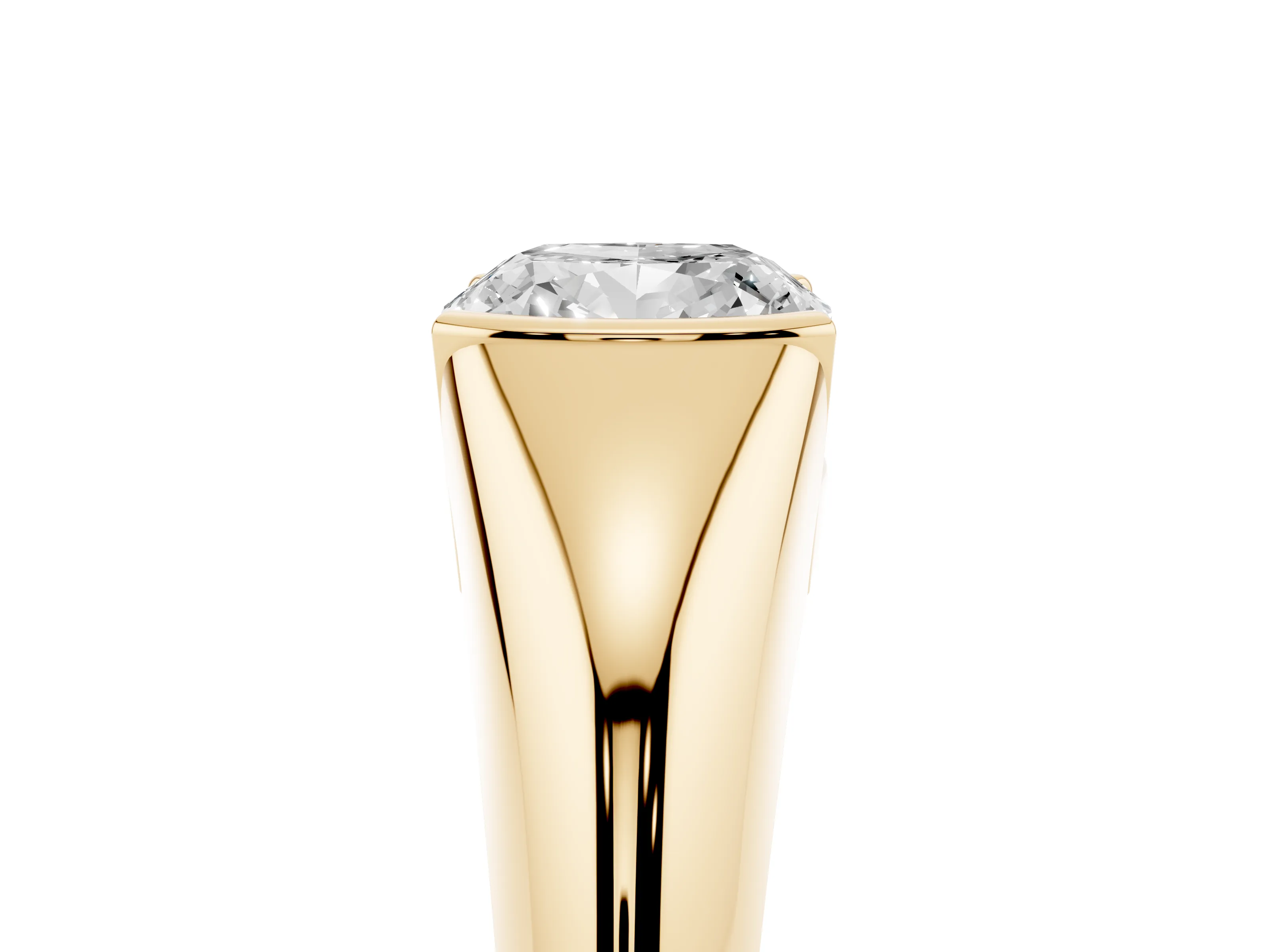 Cushion Cut Diamond Solitaire Tension Set Ring Set in Yellow gold