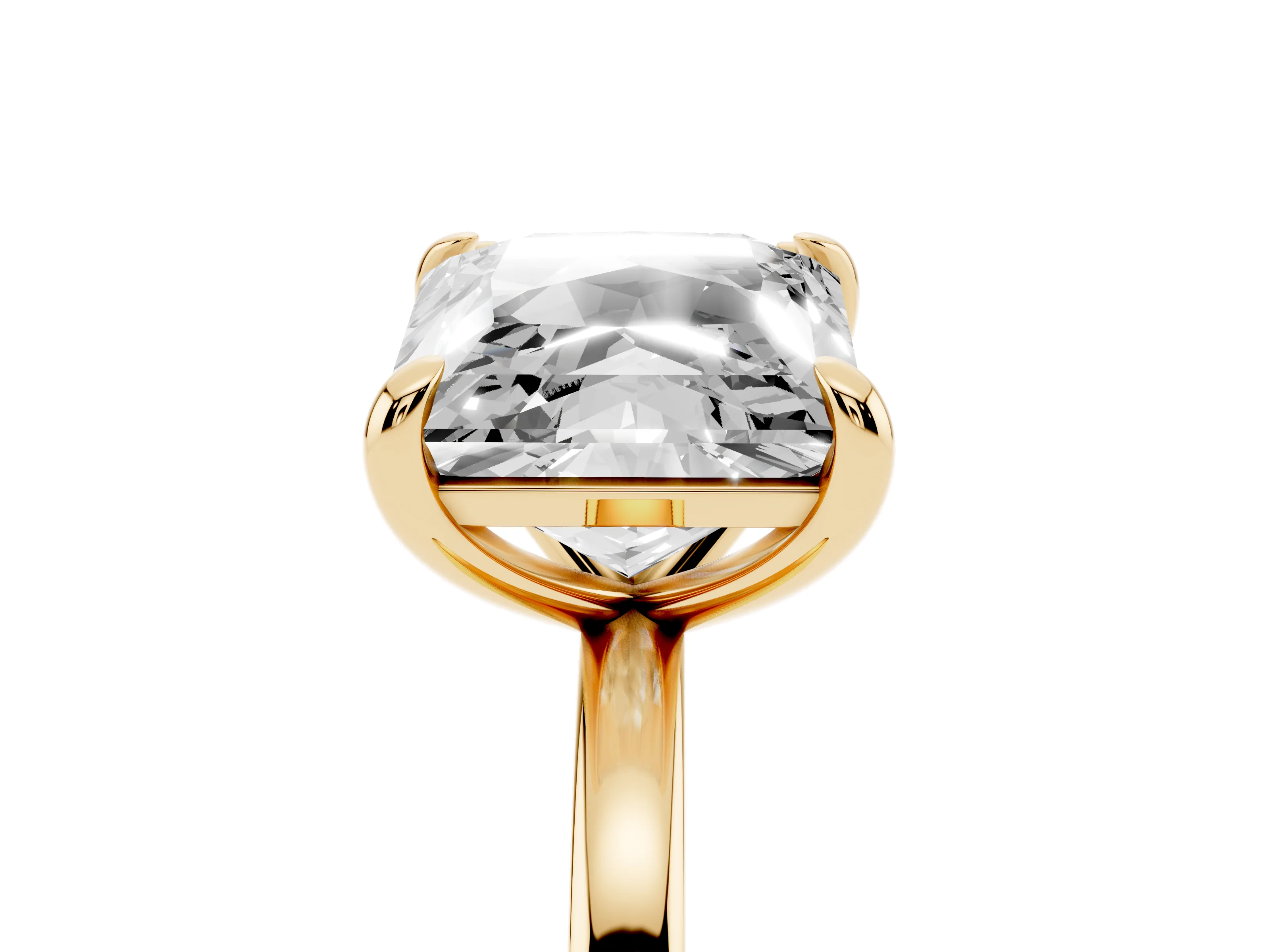 Cushion and Princess Toi Moi Ring Set in Yellow gold with Prong Setting and Plain Band