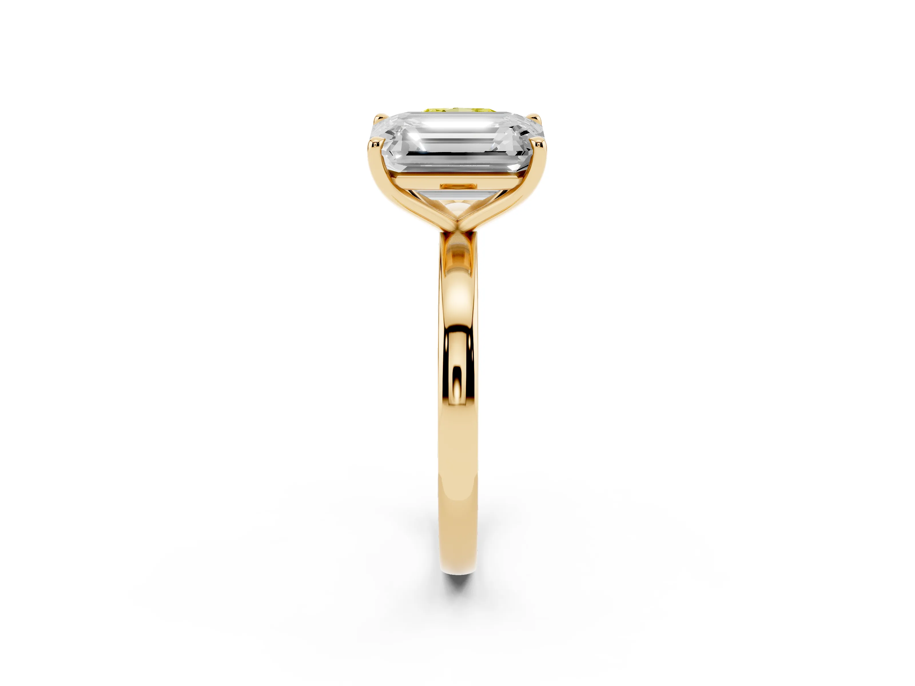 Fancy Yellow Cushion Cut and Emerald Cut Toi Moi Ring Set in Yellow gold with Prong Setting